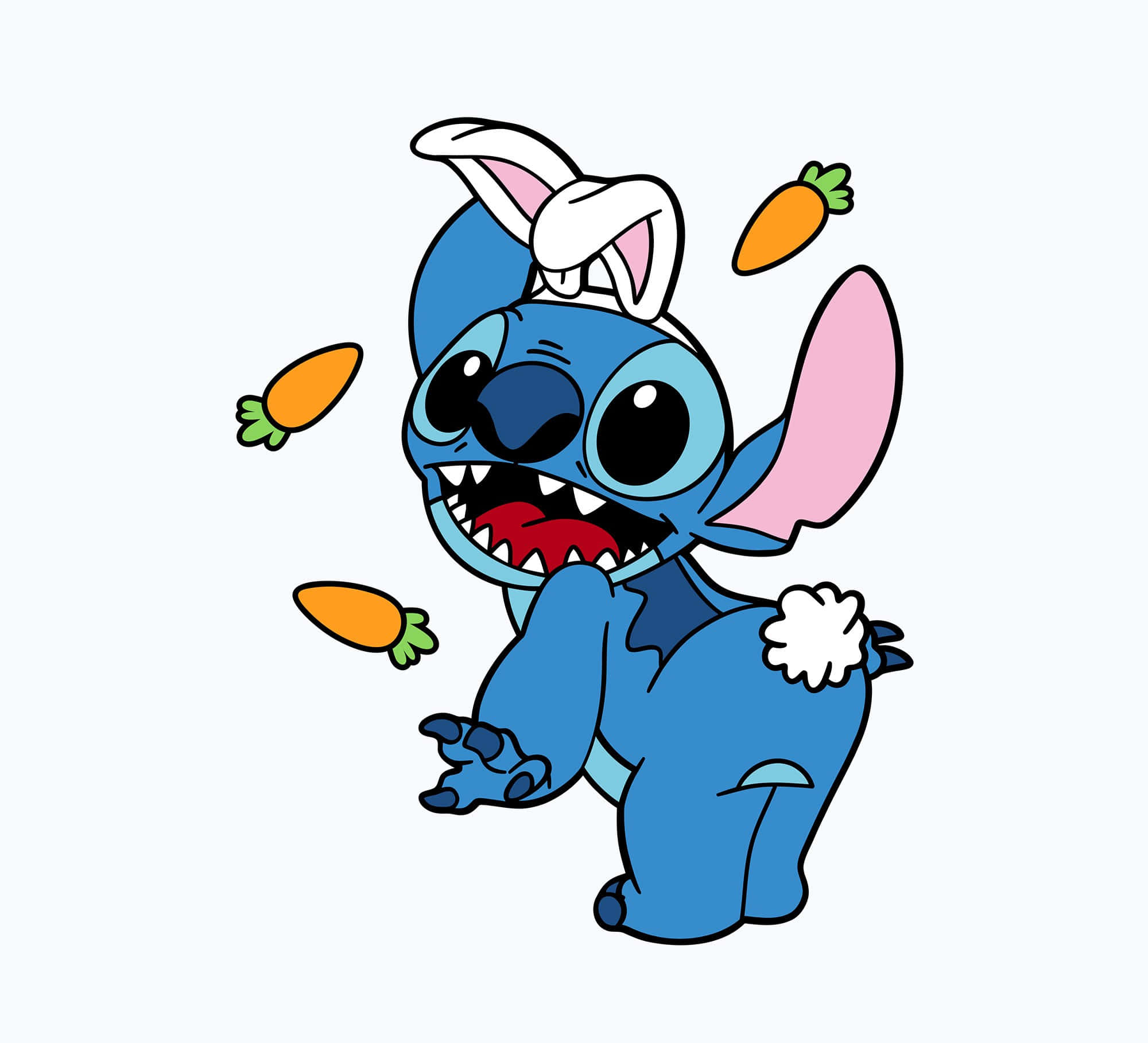 Stitch, bunny ears, floating carrots, Full HD Desktop Wallpaper