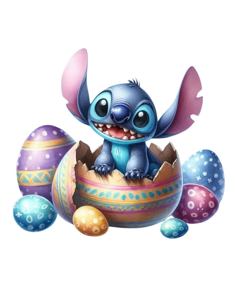 Stitch, Easter egg, cracked Easter egg, SD Phone Wallpaper