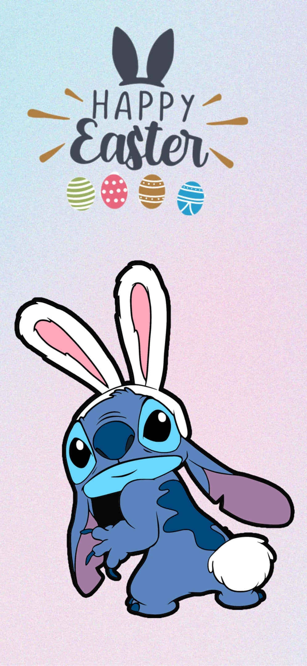 Stitch, bunny ears, Happy Easter banner, Full HD Phone Wallpaper