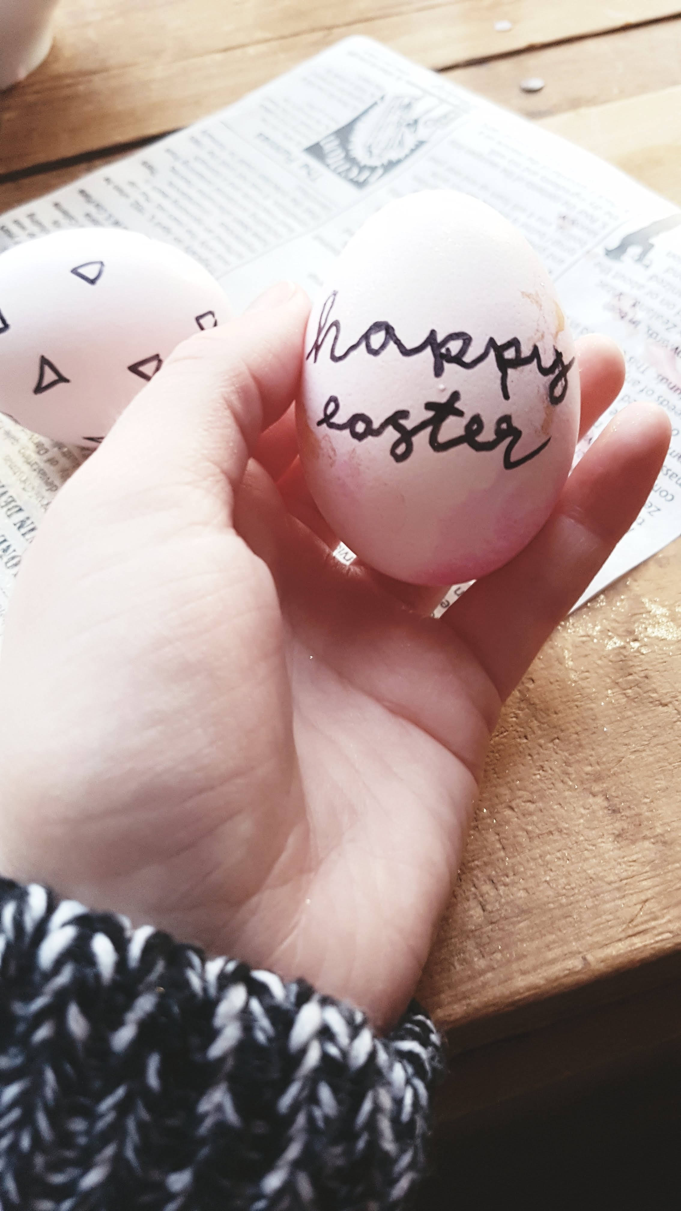 happy easter, cursive, wooden table, 4K Phone Wallpaper