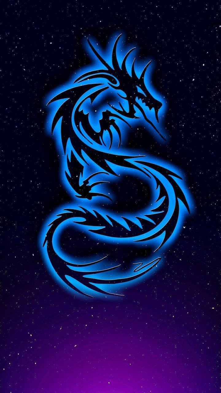 Galaxy Dragon, glowing blue dragon, starry night sky, HD Phone Wallpaper