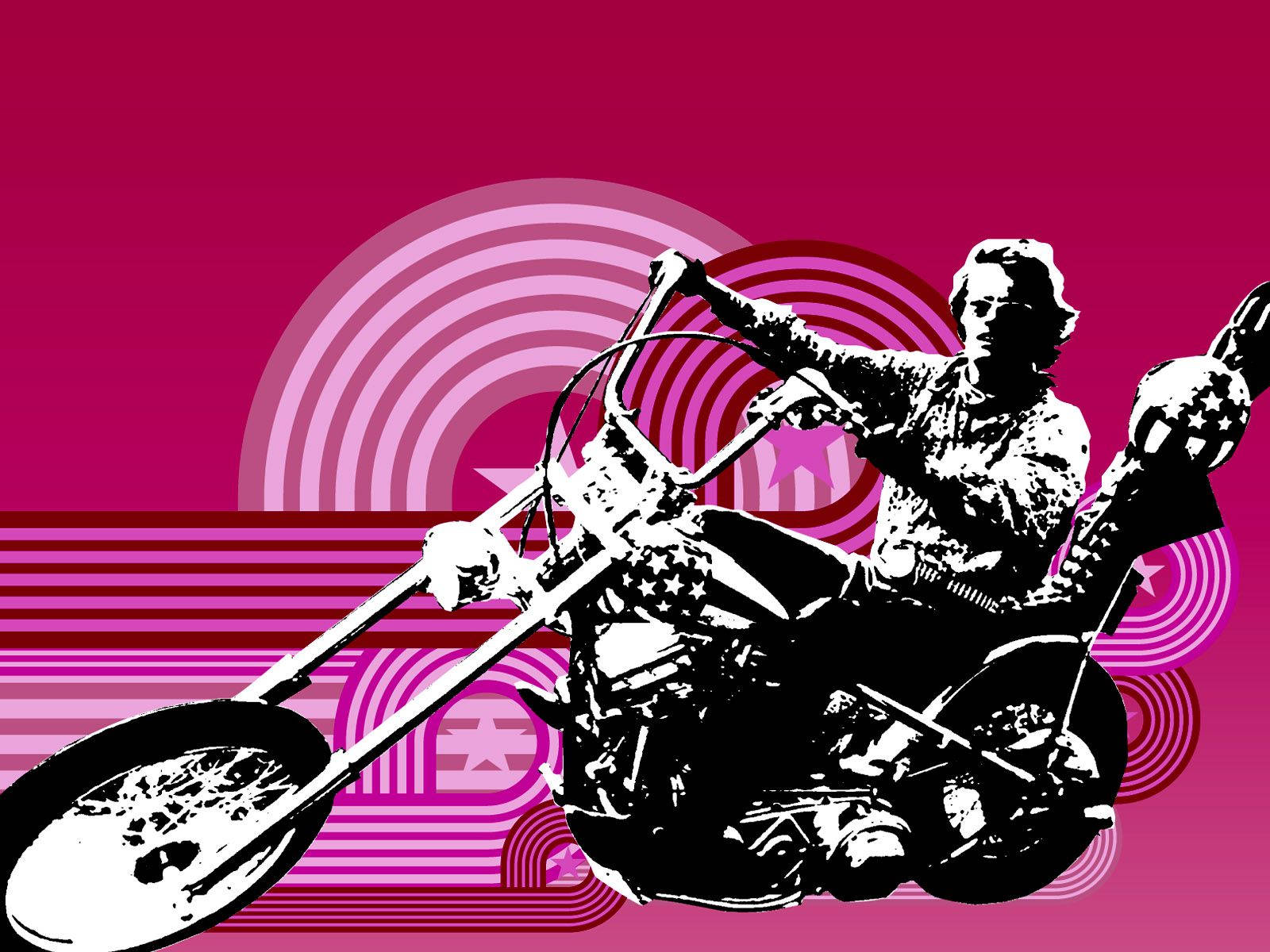 Easy Rider, chopper motorcycle, vibrant magenta background, HD Desktop Wallpaper