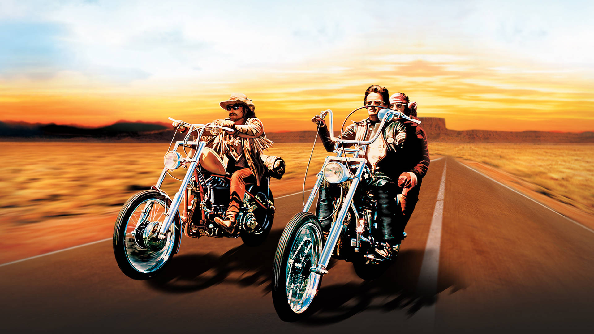 Easy Rider, desert highway, sunset, Full HD Desktop Wallpaper