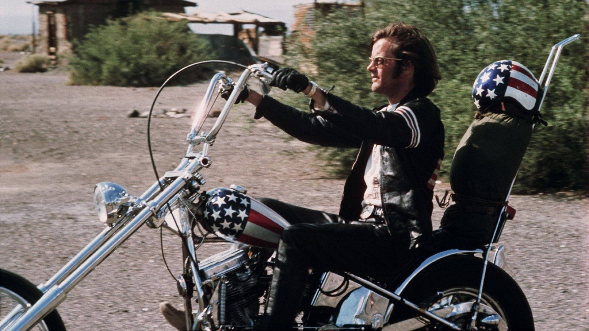 Easy Rider, chrome chopper motorcycle, American flag decals, Full HD Desktop Wallpaper