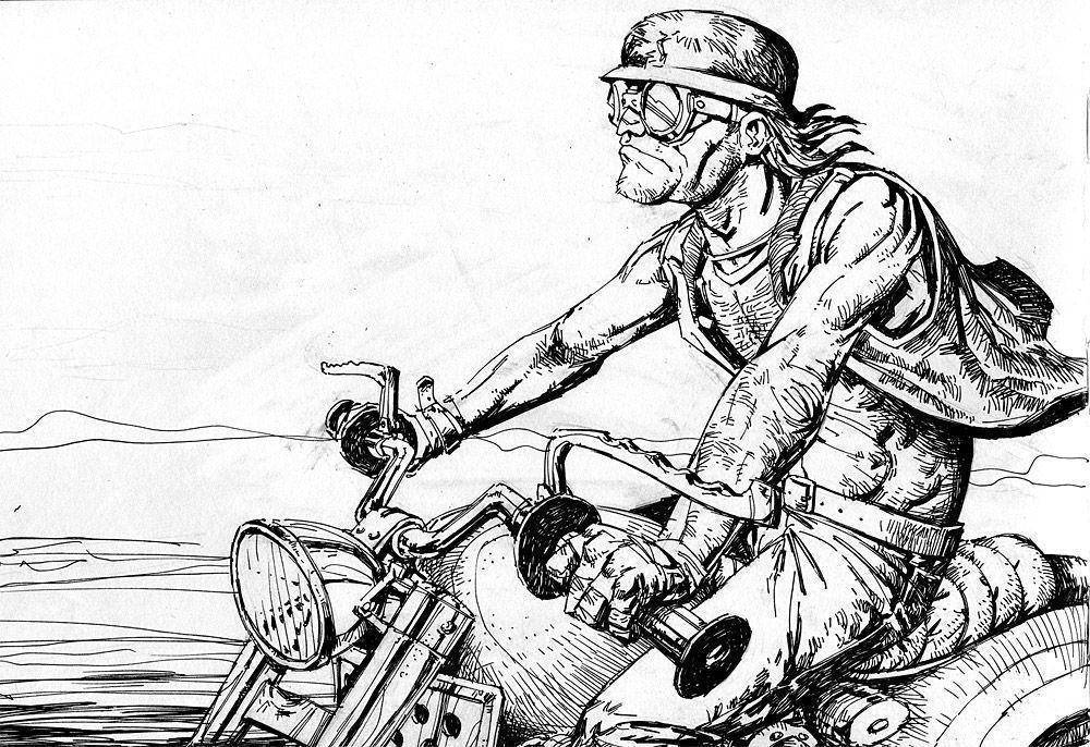 Easy Rider, vintage motorcycle, barren desert landscape, SD Desktop Wallpaper