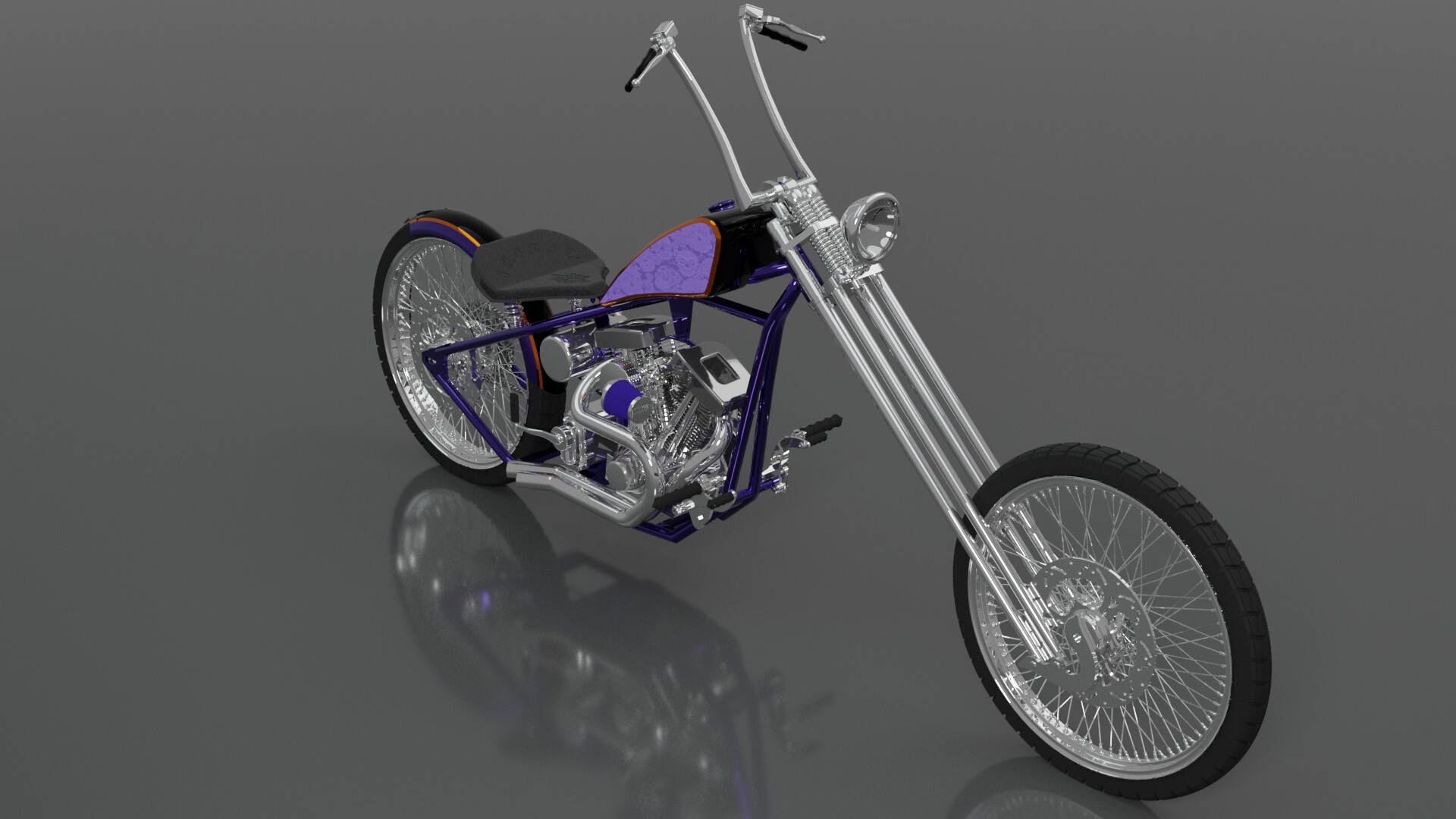 Easy Rider, purple motorcycle, custom chopper, Full HD Desktop Wallpaper