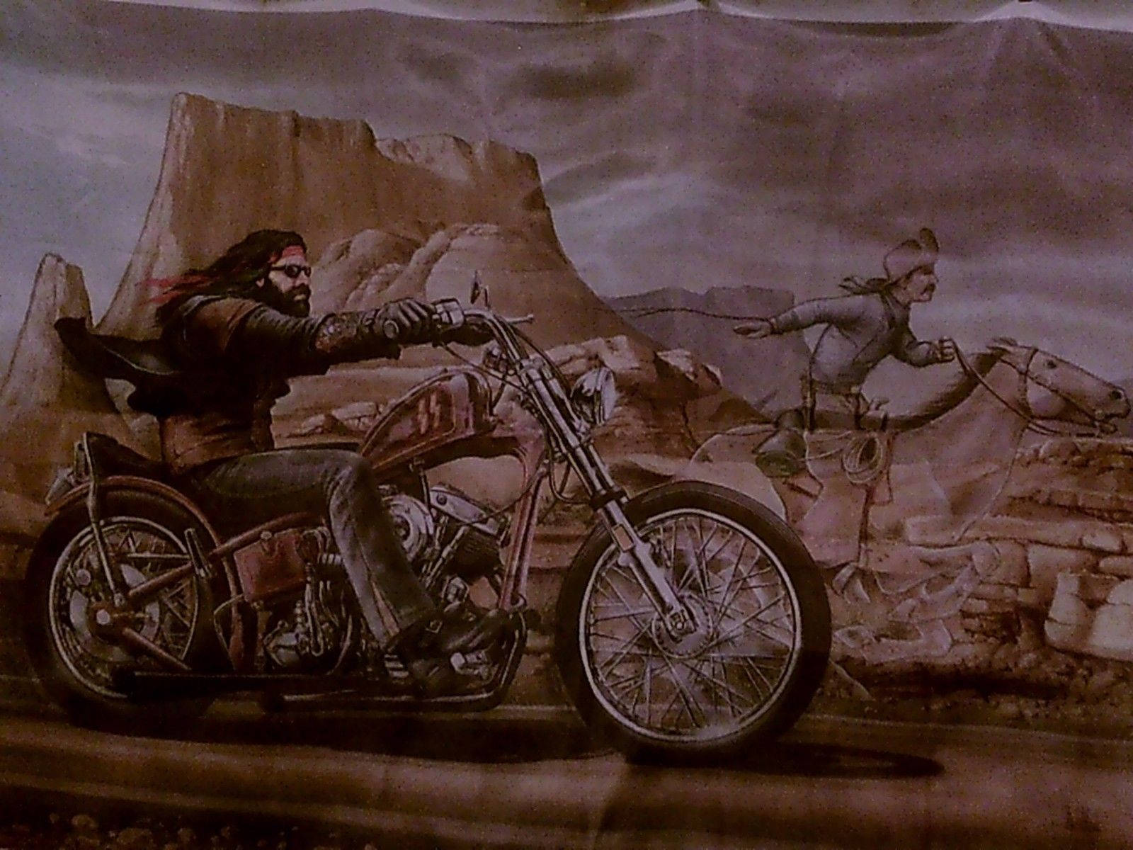 Easy Rider, vintage motorcycle, desert canyon, HD Desktop Wallpaper