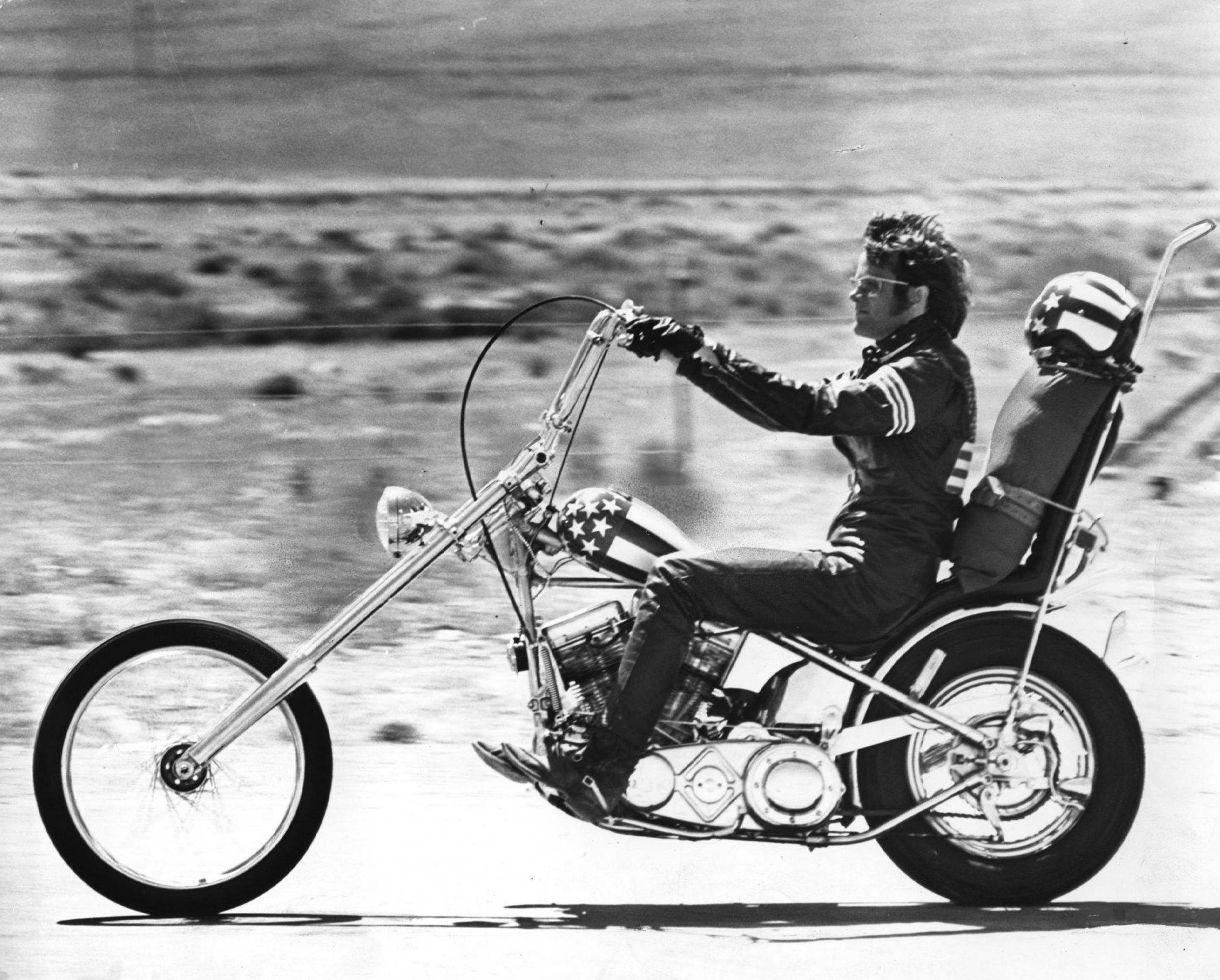 Easy Rider, custom chopper motorcycle, desert landscape, Full HD Desktop Wallpaper