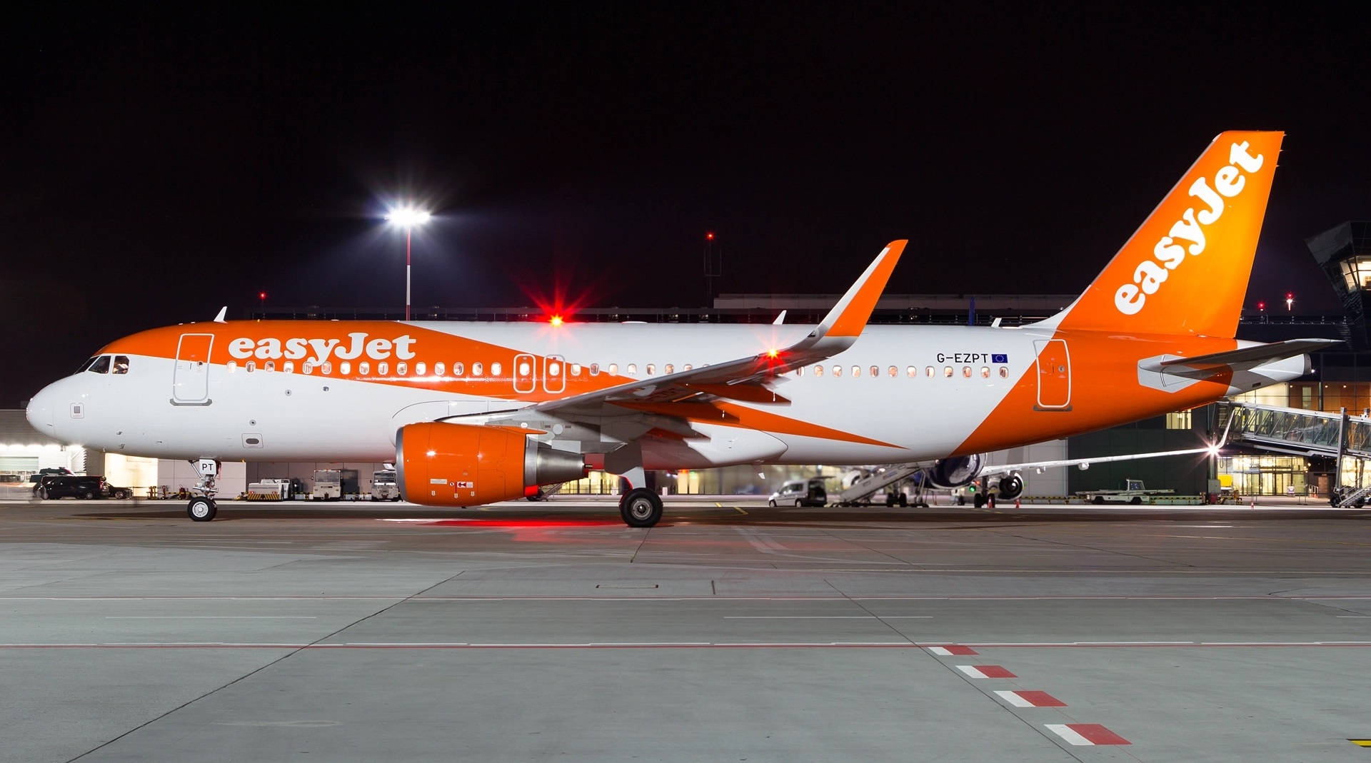 EasyJet, orange and white livery, tarmac, Full HD Desktop Wallpaper