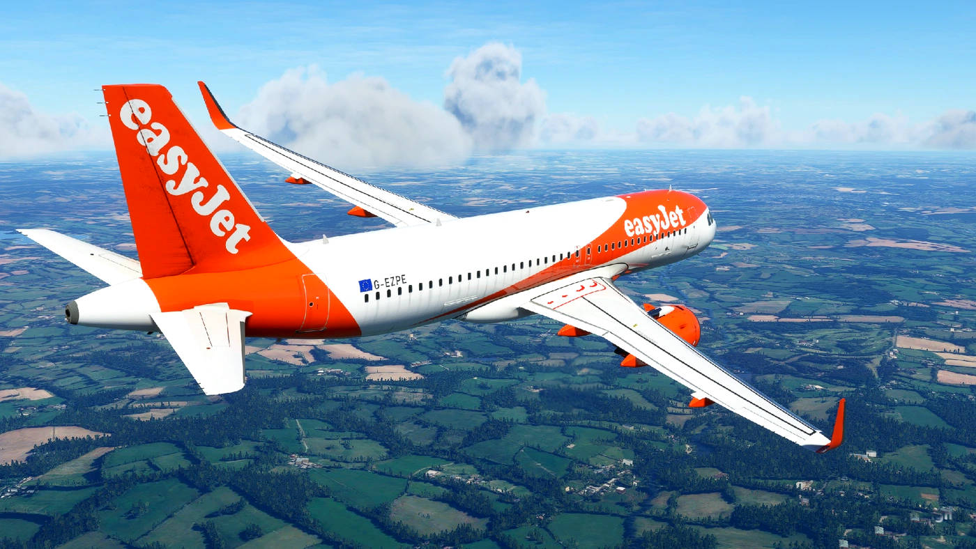 EasyJet, green fields, forests, HD Desktop Wallpaper