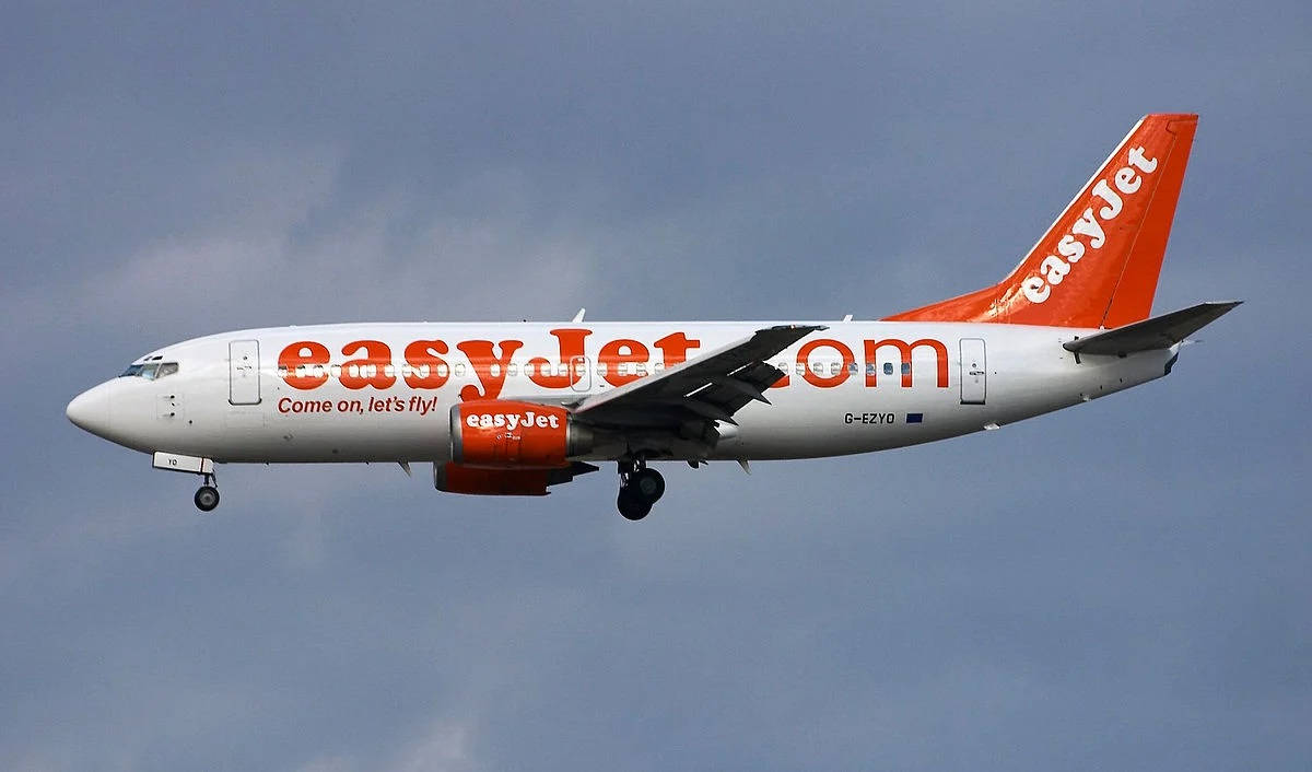 easyJet, orange branding, cloudy sky, SD Desktop Wallpaper