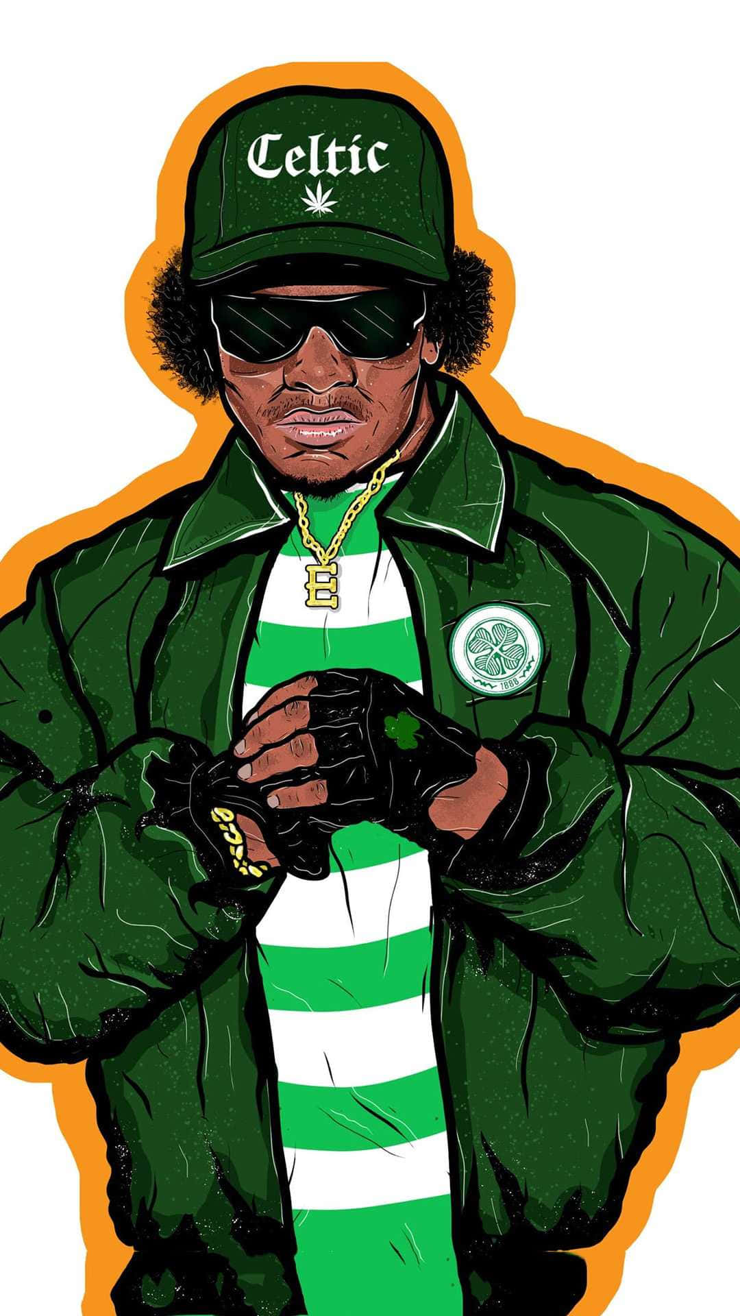 Eazy-E, green Celtic cap jacket, scarf, Full HD Phone Wallpaper