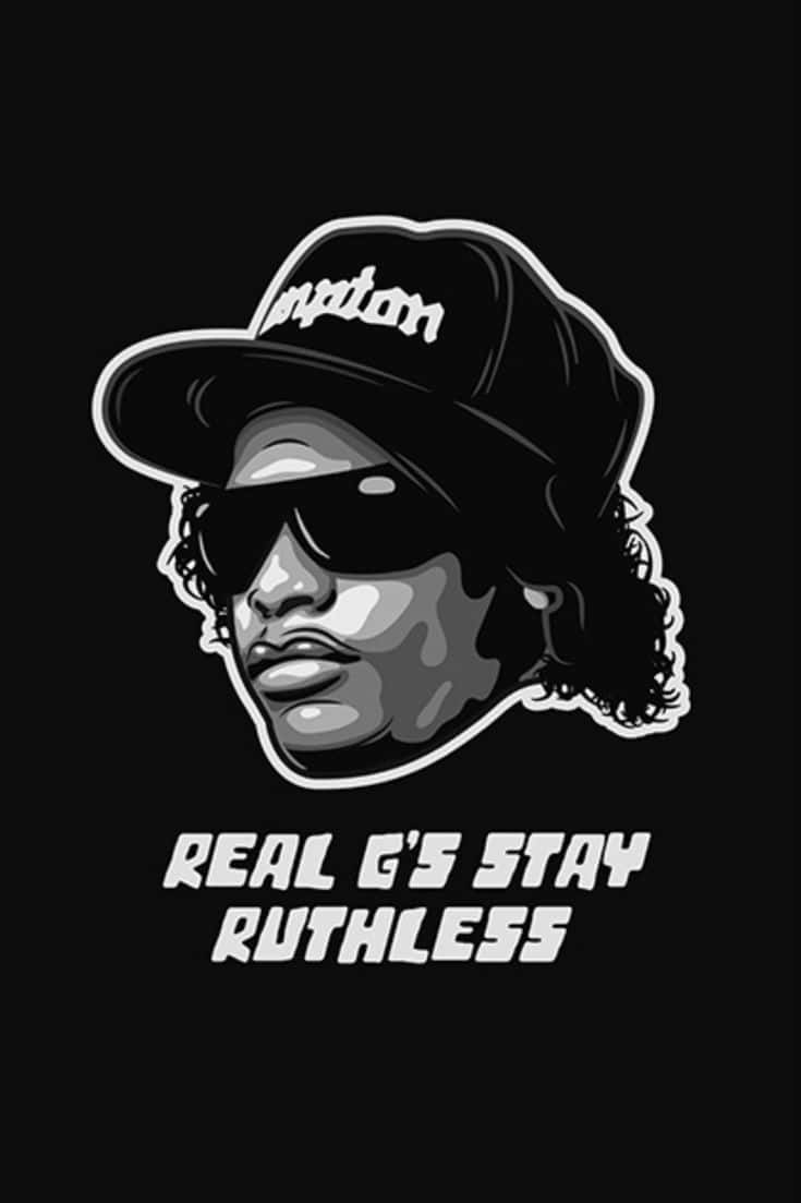 Eazy E, black and white illustration, cap, SD Phone Wallpaper