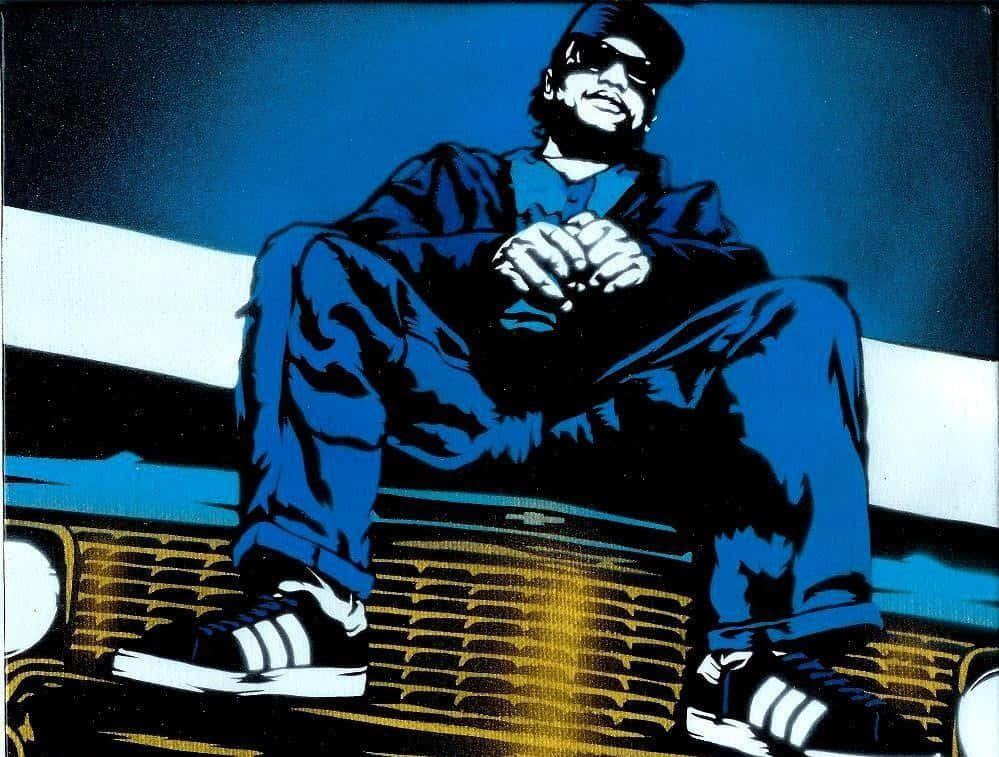 Eazy E, blue attire, sunglasses, SD Desktop Wallpaper