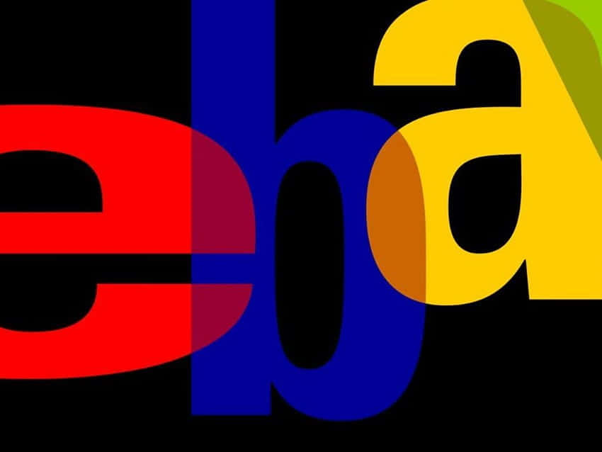 eBay UK, black background, vibrant red, SD Desktop Wallpaper