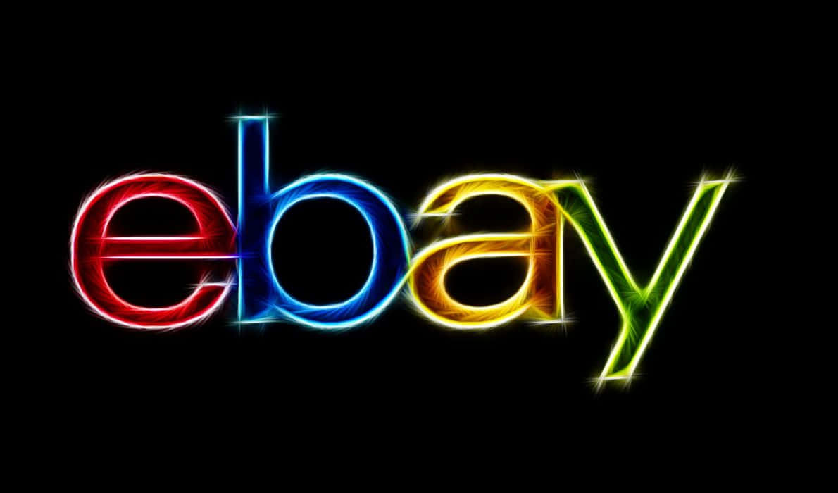 eBay UK Logo, neon colors, black background, SD Desktop Wallpaper