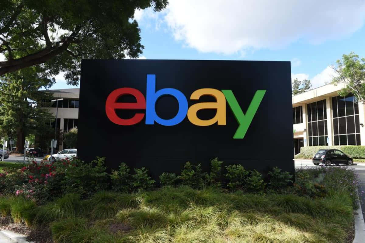 eBay UK, colorful eBay logo, modern office building, SD Desktop Wallpaper