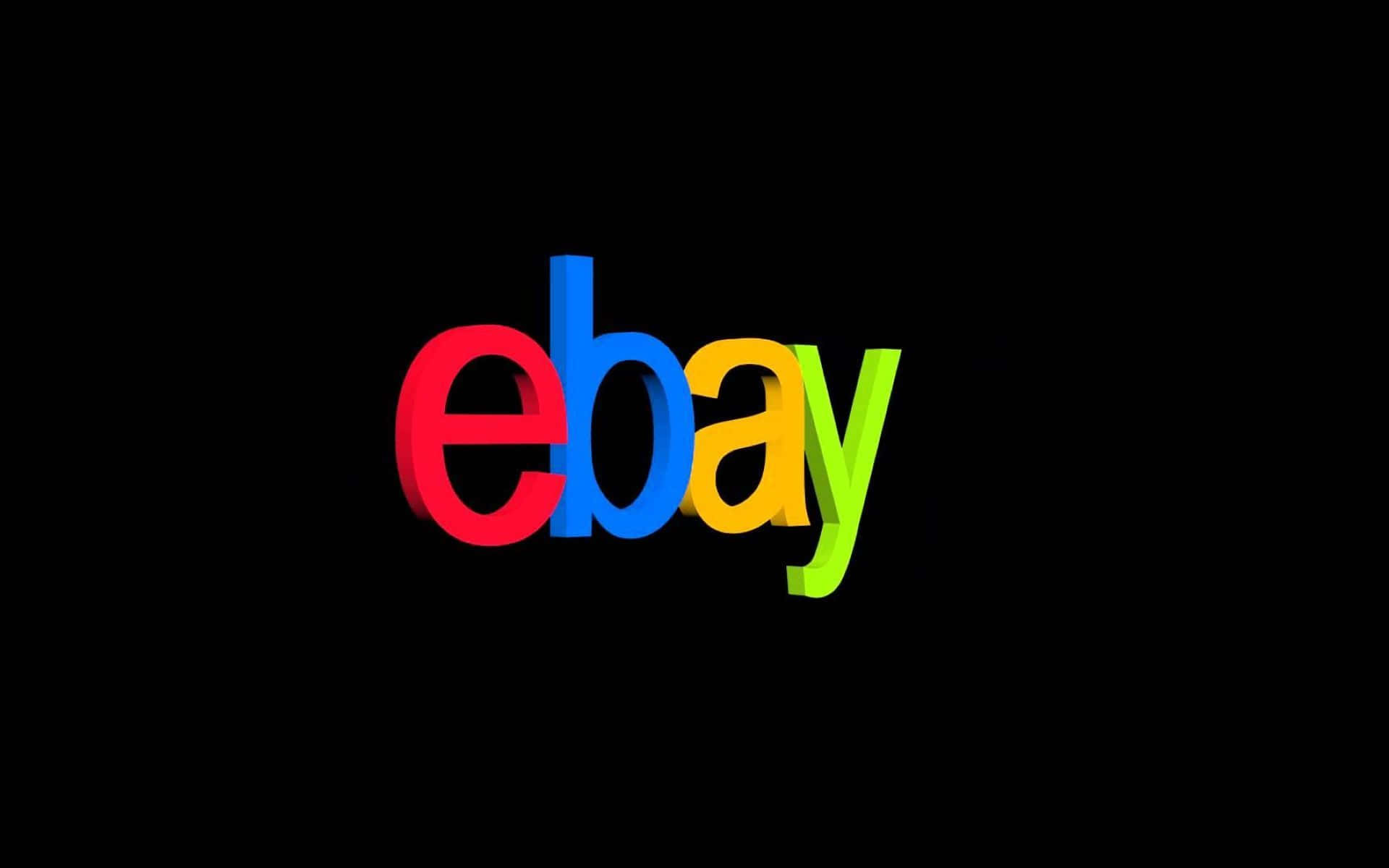 eBay UK, 3D eBay logo, black background, Full HD Desktop Wallpaper