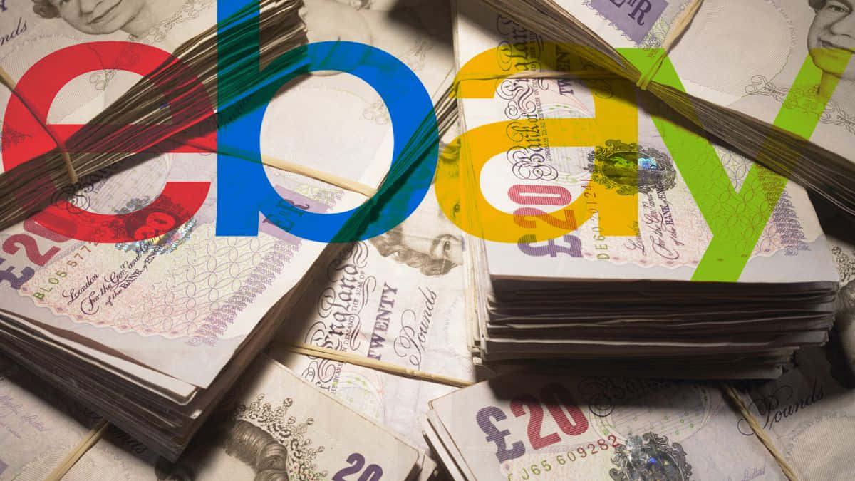British twenty-pound notes, eBay UK logo, stacks, SD Desktop Wallpaper