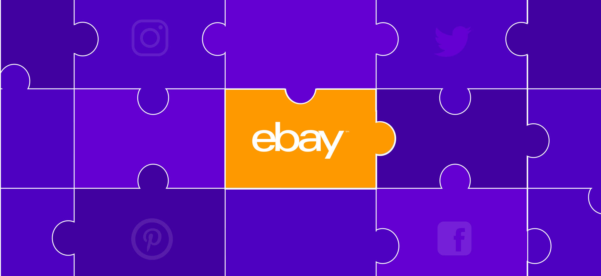 eBay, purple puzzle, social media icons, Full HD Desktop Wallpaper