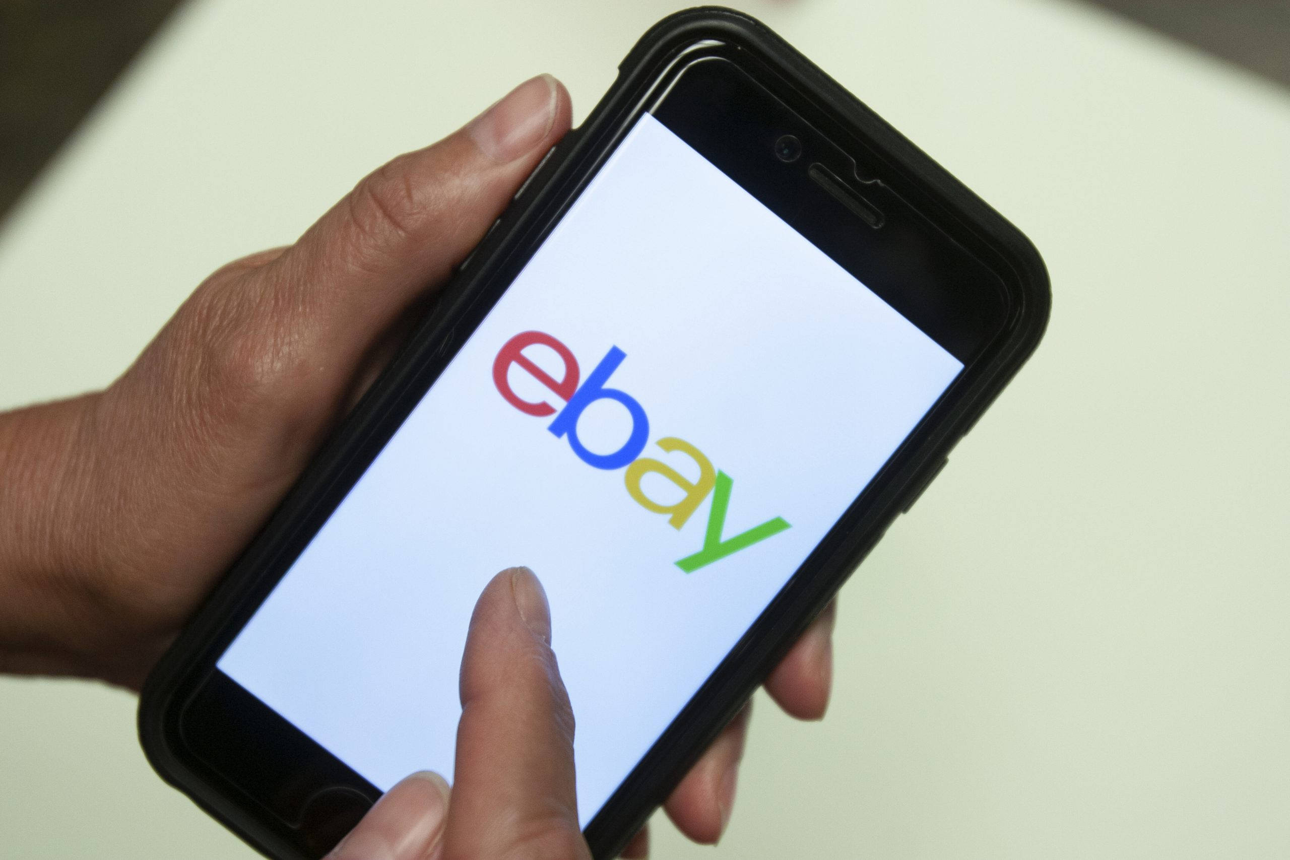 eBay, smartphone, colorful eBay logo, 2K Desktop Wallpaper