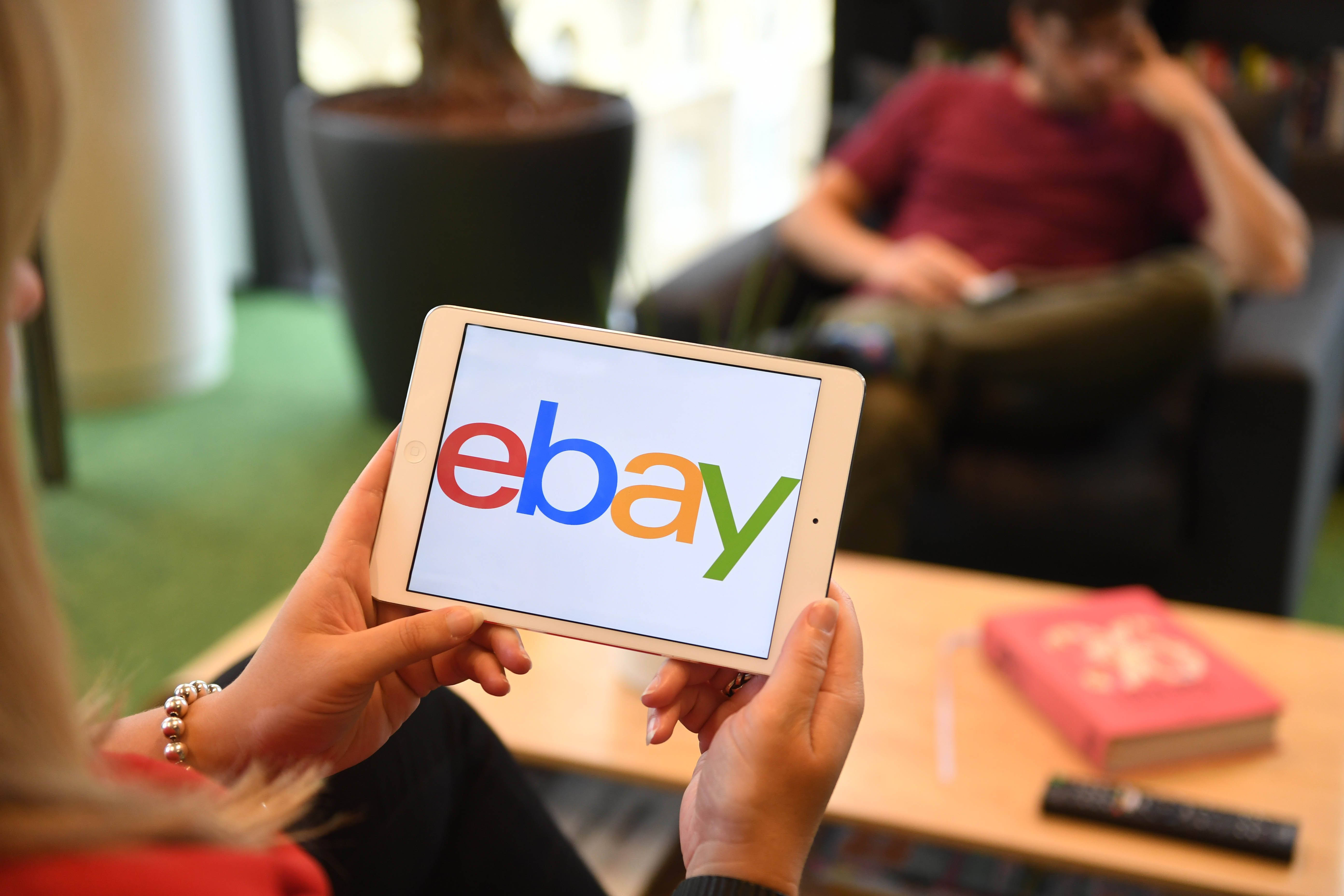 eBay logo, tablet, modern living room, 5K Desktop Wallpaper