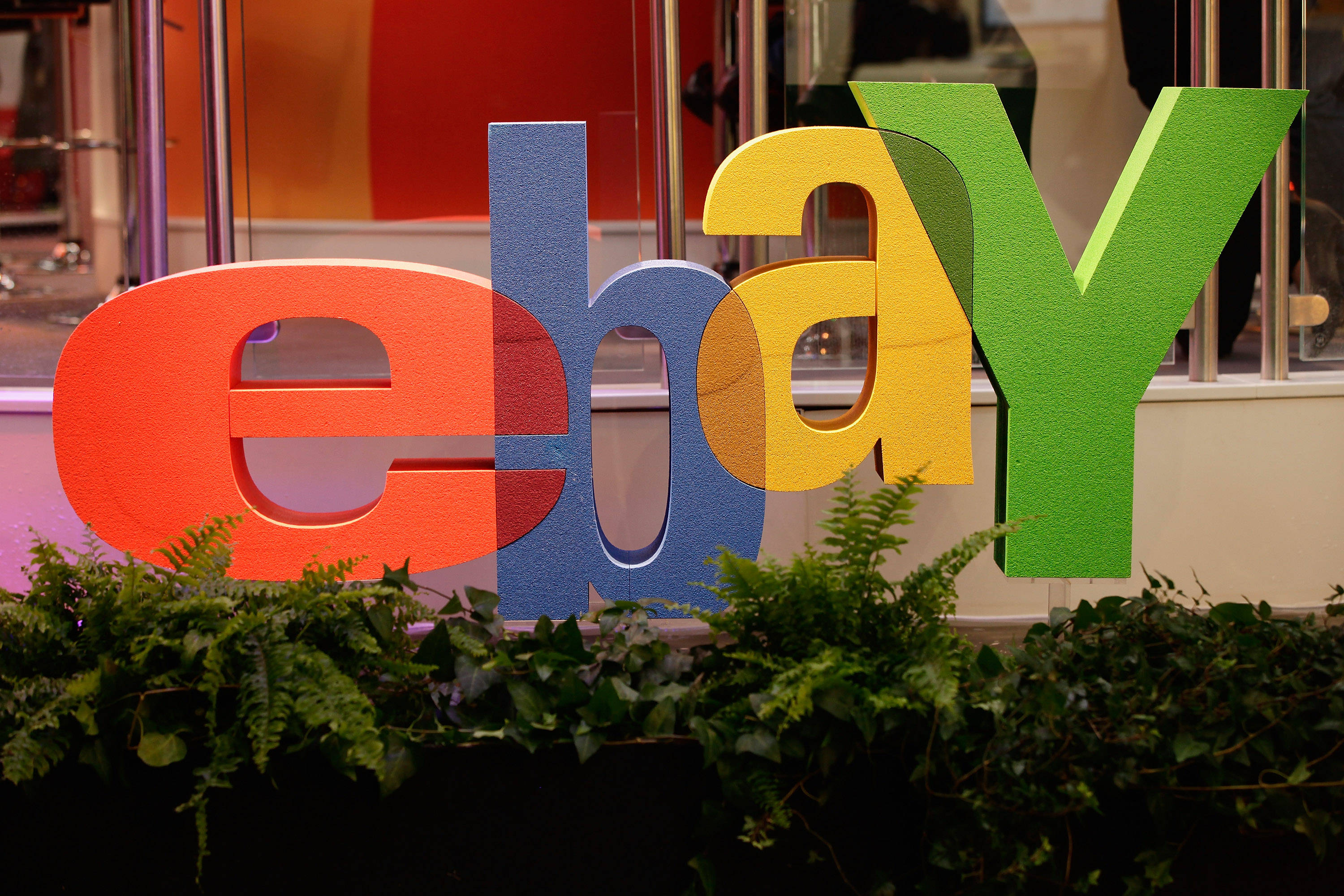 eBay, overlapping logo, multicolored, 2K Desktop Wallpaper