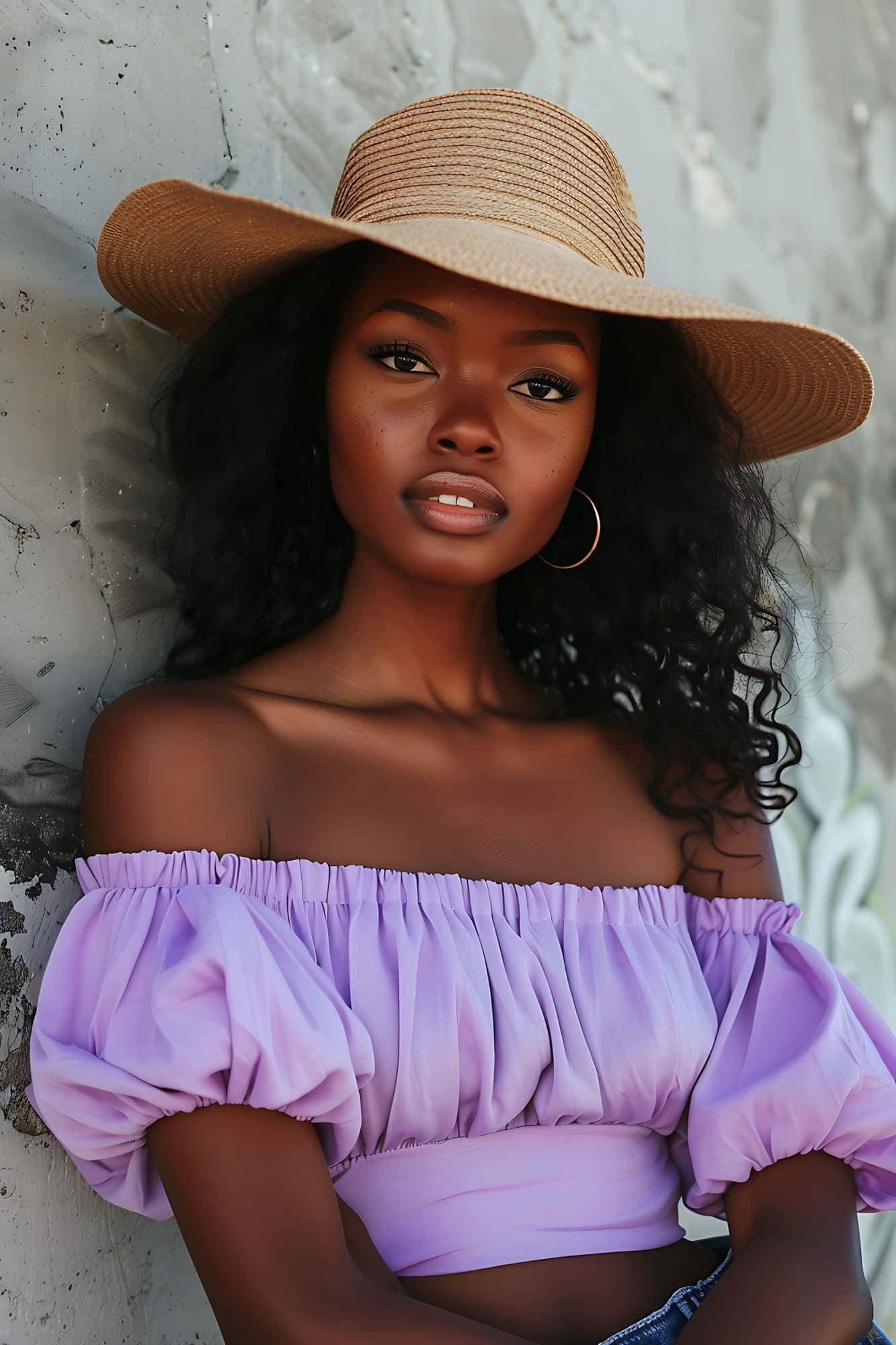 ebony woman, summer hat, wide-brimmed straw hat, Full HD Phone Wallpaper