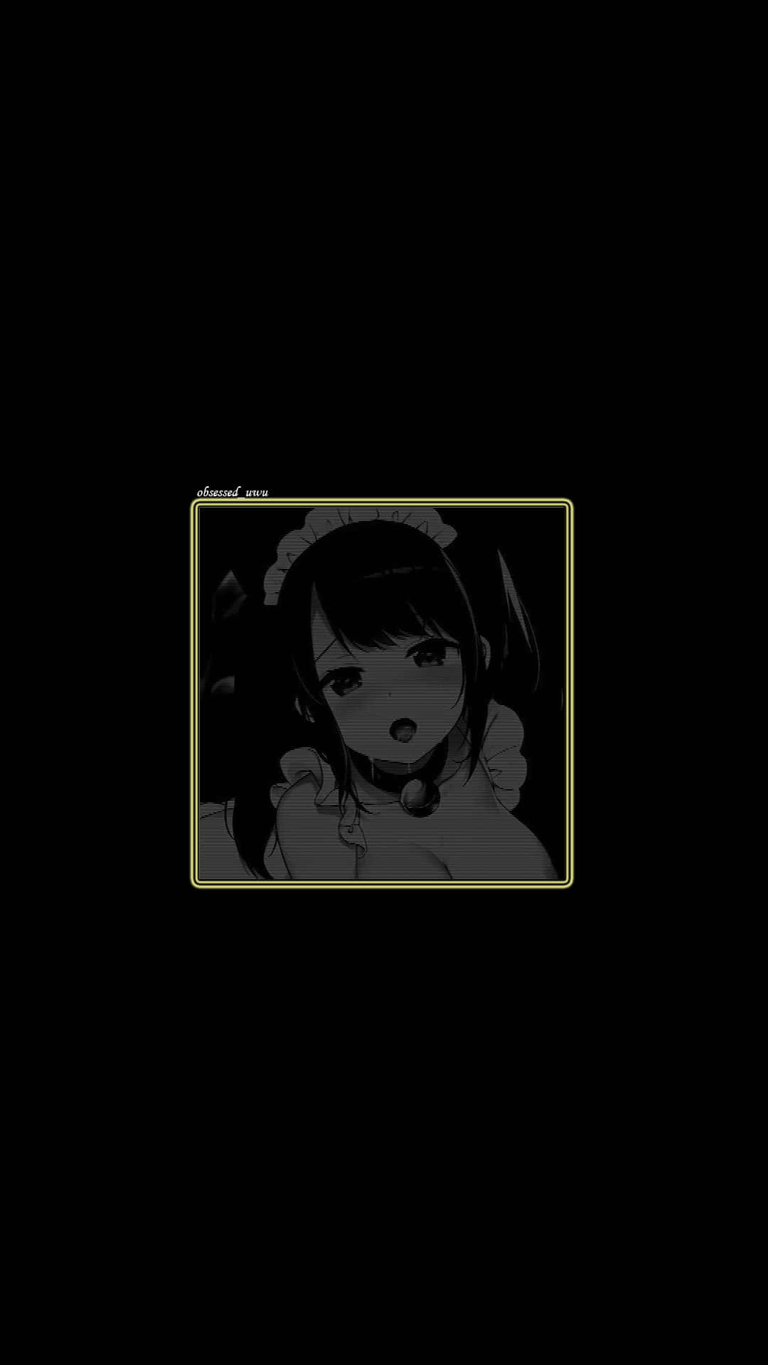 Ecchi Maid Dark Aesthetic Anime, maid outfit, glowing yellow border, Full HD Phone Wallpaper