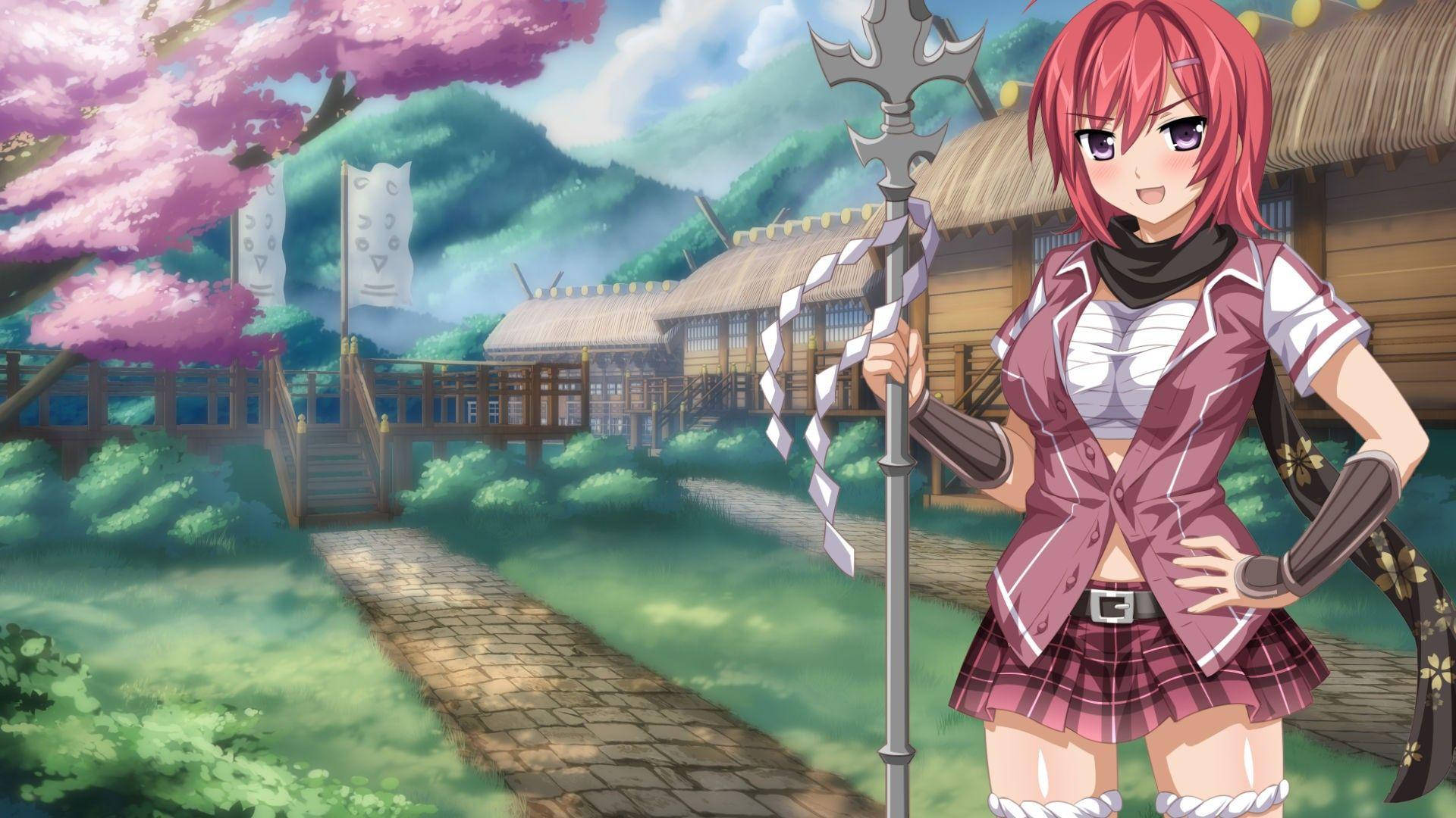 anime, ecchi, redhead girl, Full HD Desktop Wallpaper