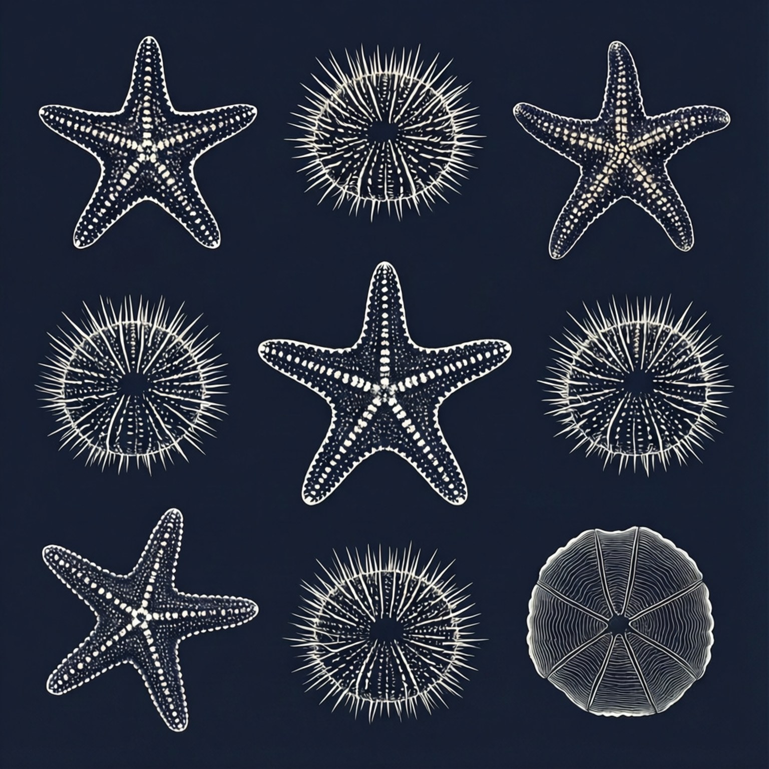 echinoderm pattern, navy, minimalist vector pattern, HD Desktop Wallpaper