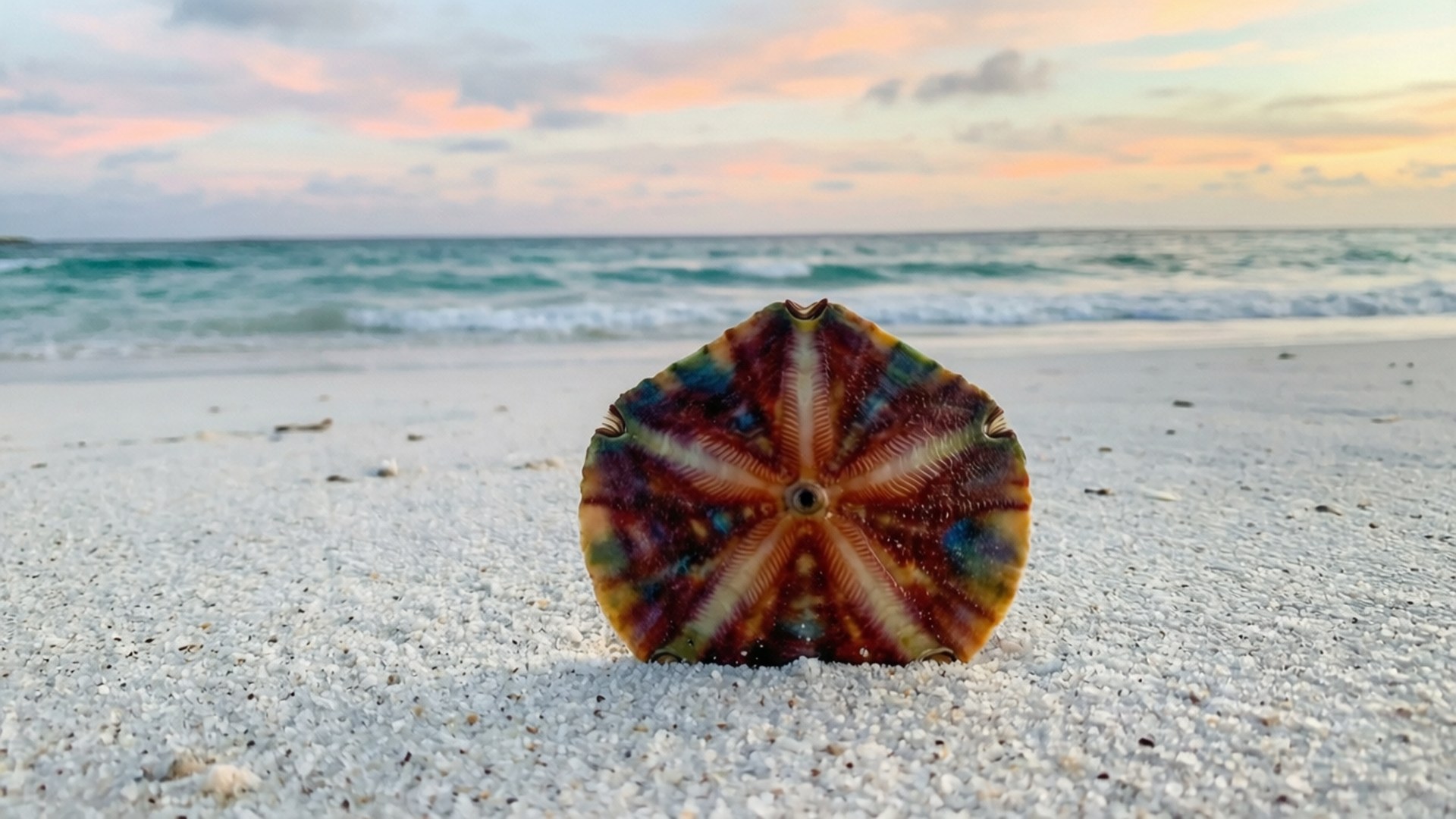 sand dollar, sunset, white sand, Full HD Desktop Wallpaper