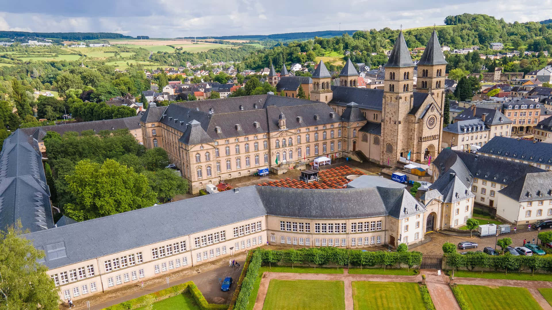 Echternach, monastery complex, stone, Full HD Desktop Wallpaper
