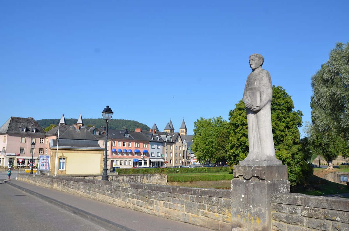 Echternach, statue, bridge, SD Desktop Wallpaper