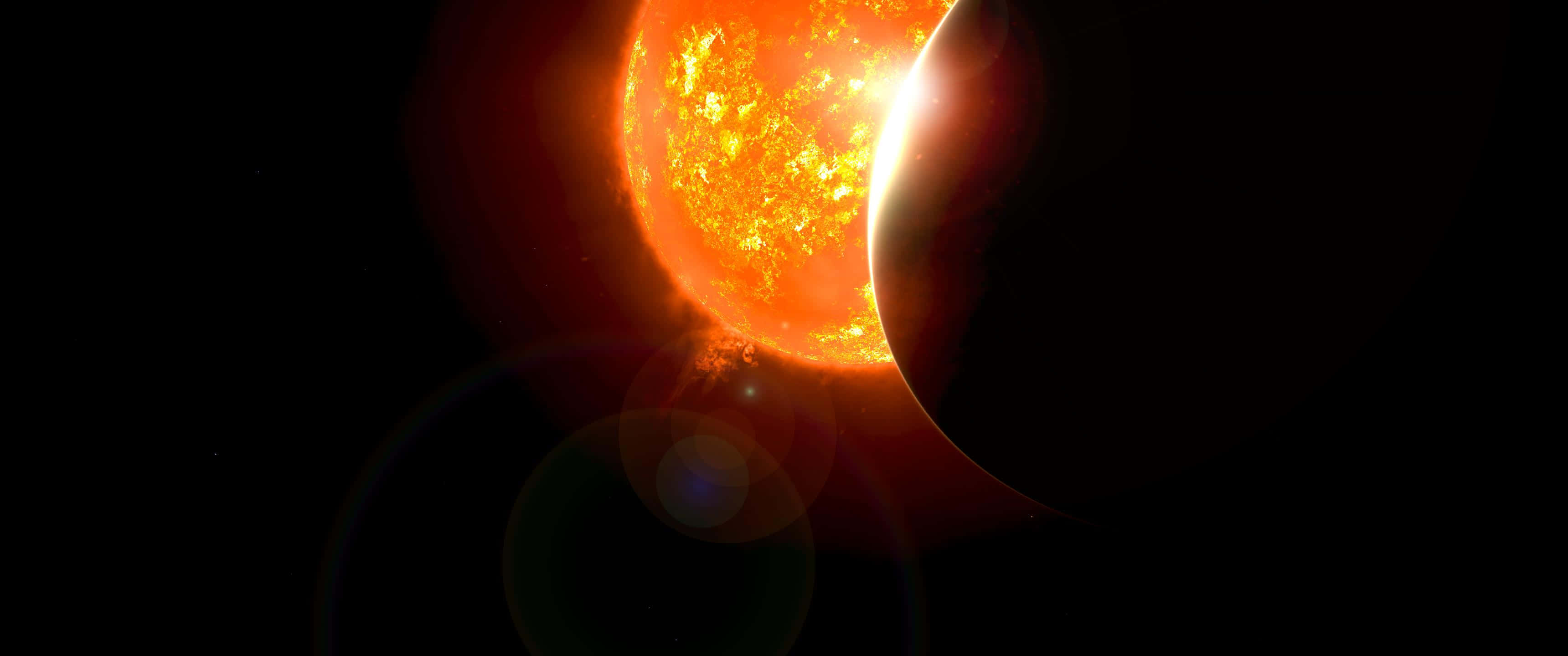 3440x1440, sun, eclipse, 2K Desktop Wallpaper