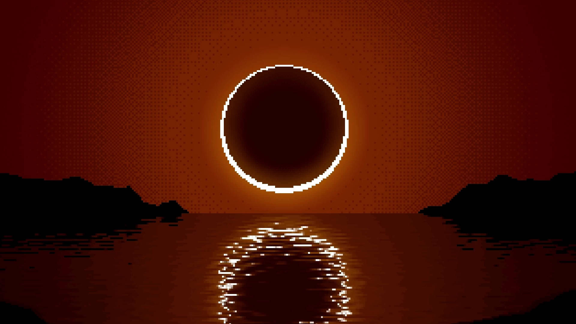 solar eclipse, annular solar eclipse, pixel artwork, Full HD Desktop Wallpaper