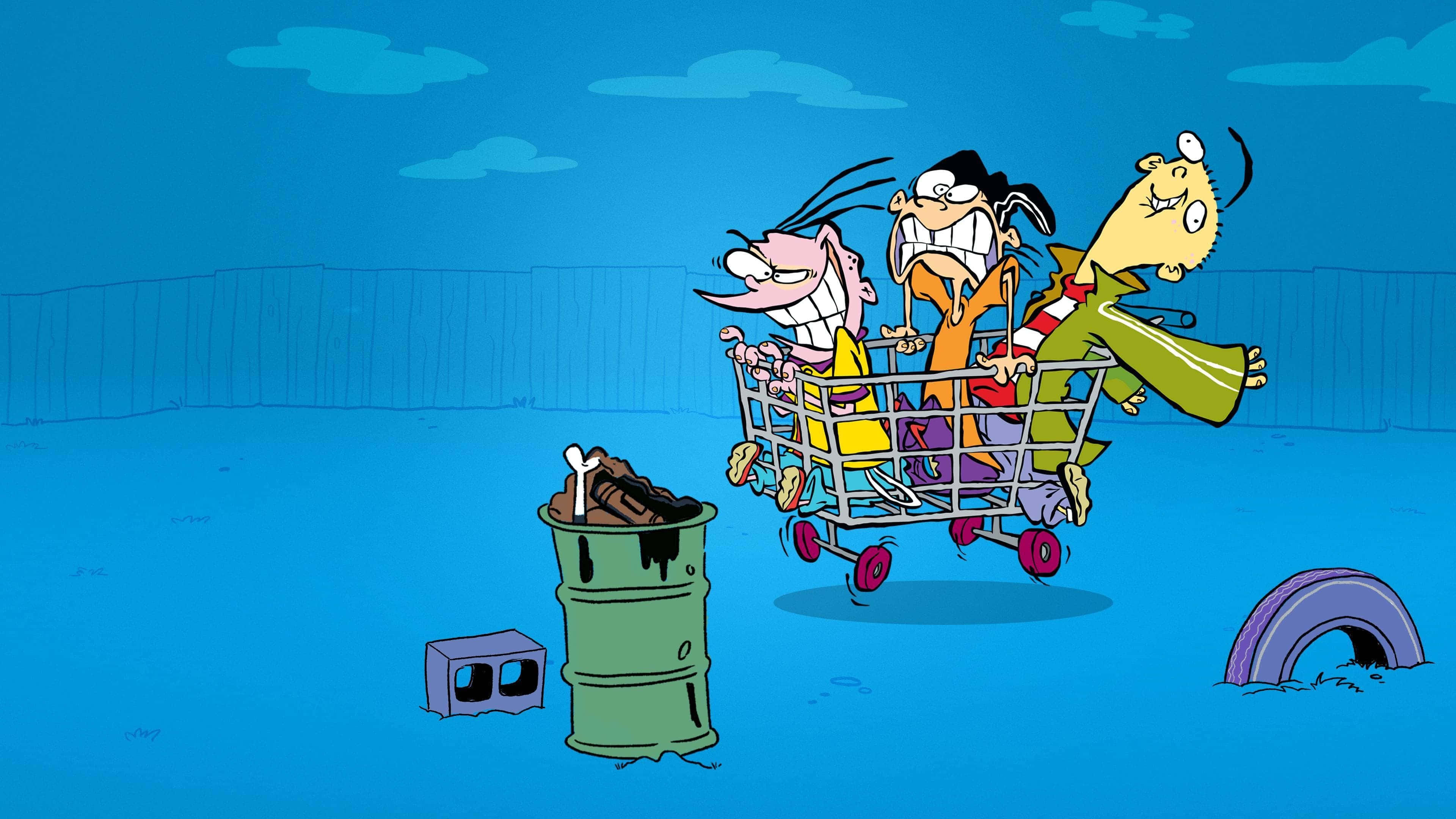 Ed Edd N Eddy, grocery cart, blue wasteland, 4K Desktop Wallpaper