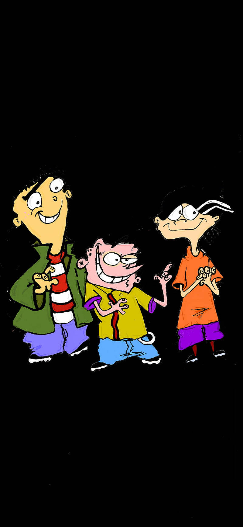Ed Edd N Eddy, black background, three cartoon kids, HD Phone Wallpaper