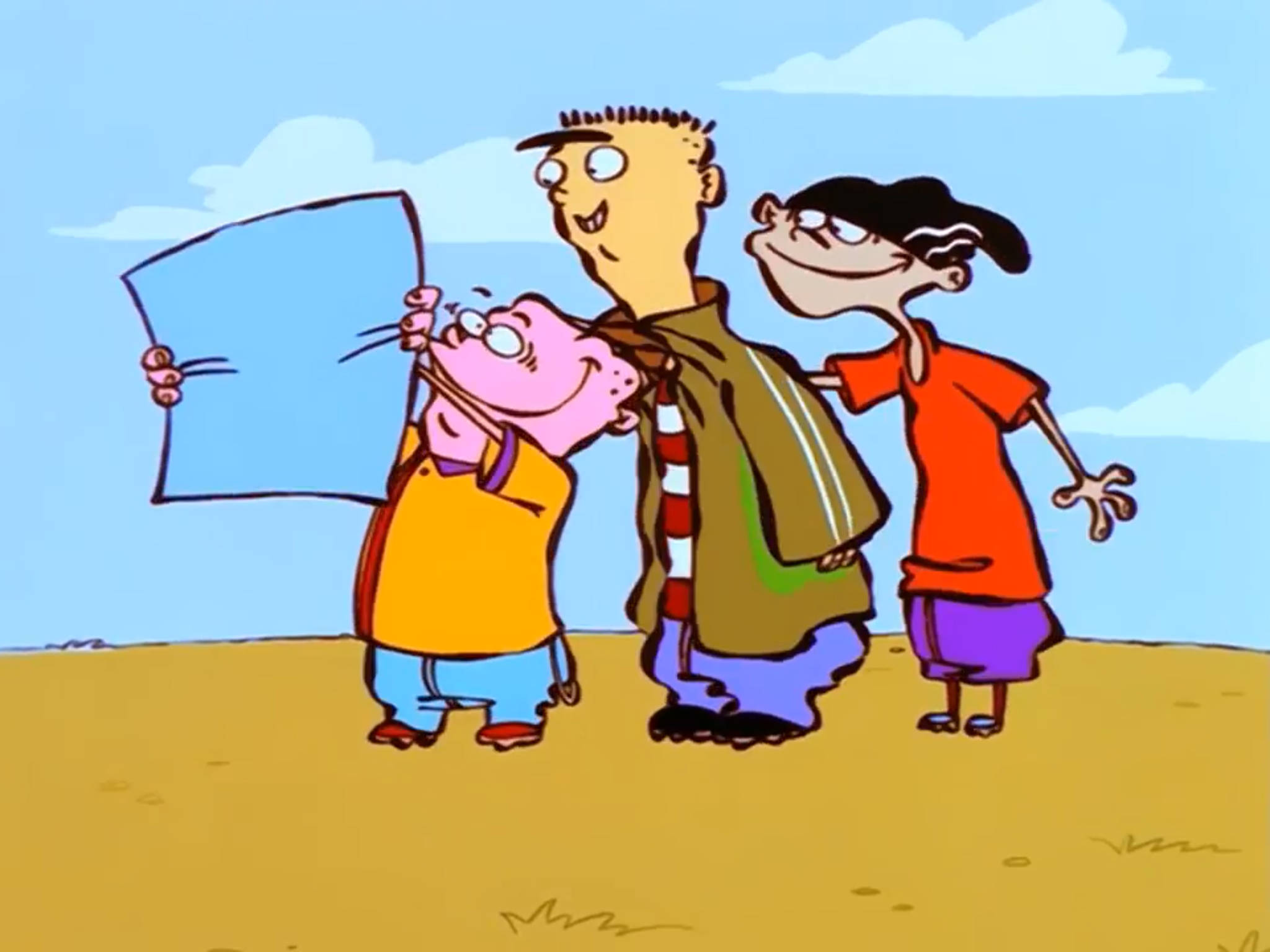 Ed Edd N Eddy, blue sky, fluffy clouds, Full HD Desktop Wallpaper