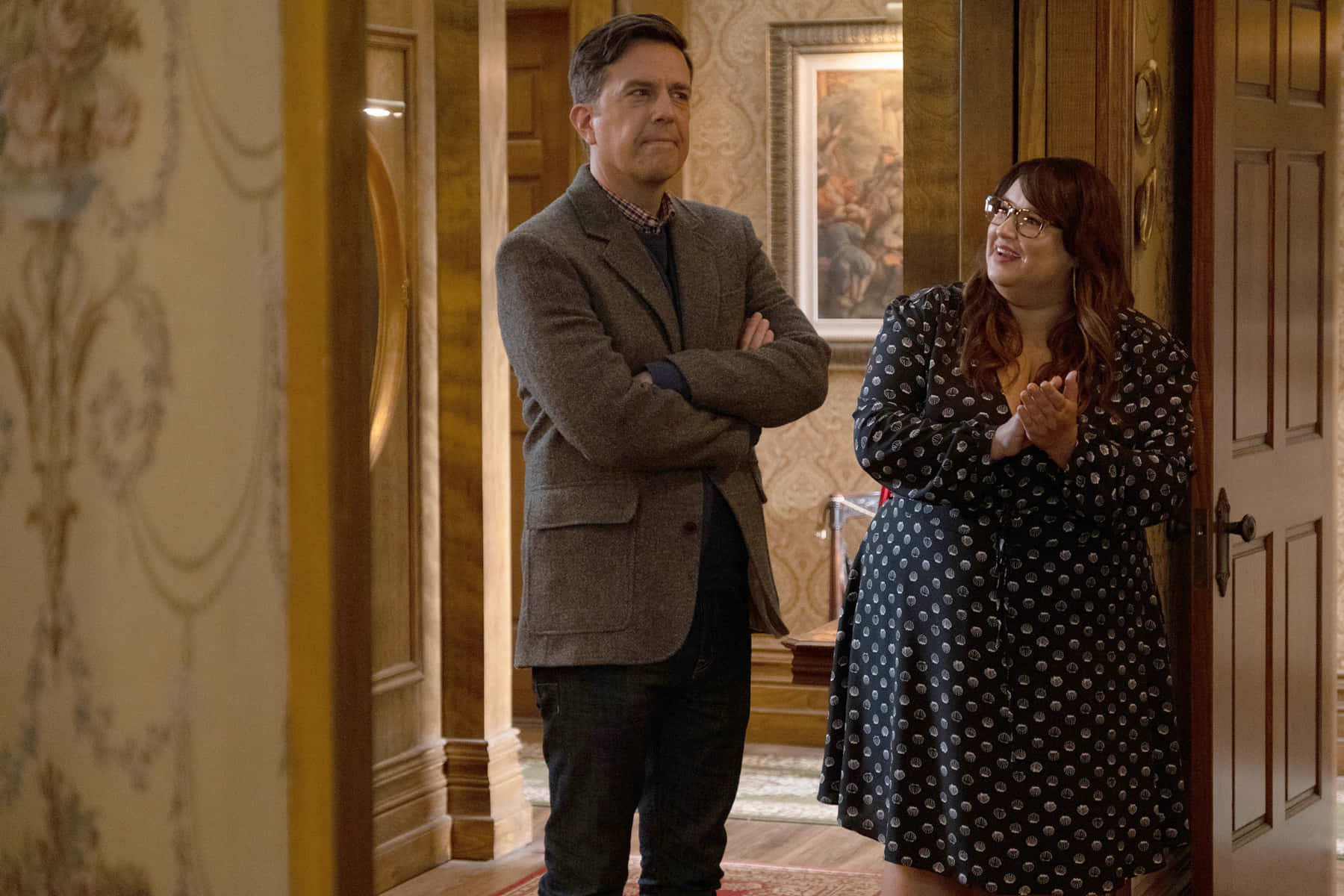 Ed Helms, tweed jacket, polka-dot dress, HD Desktop Wallpaper