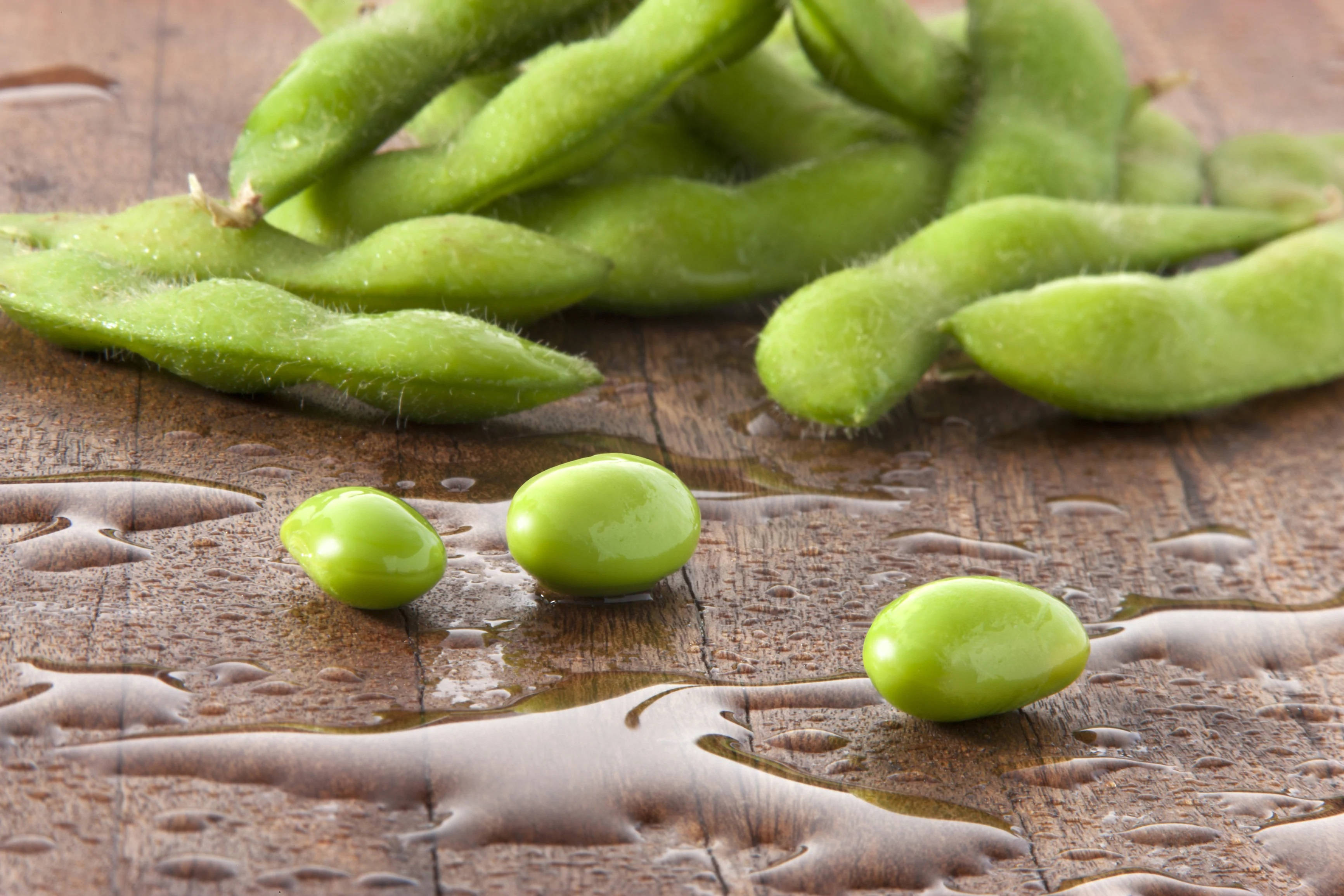 fresh edamame pods, green soybeans, pods, 2K Desktop Wallpaper