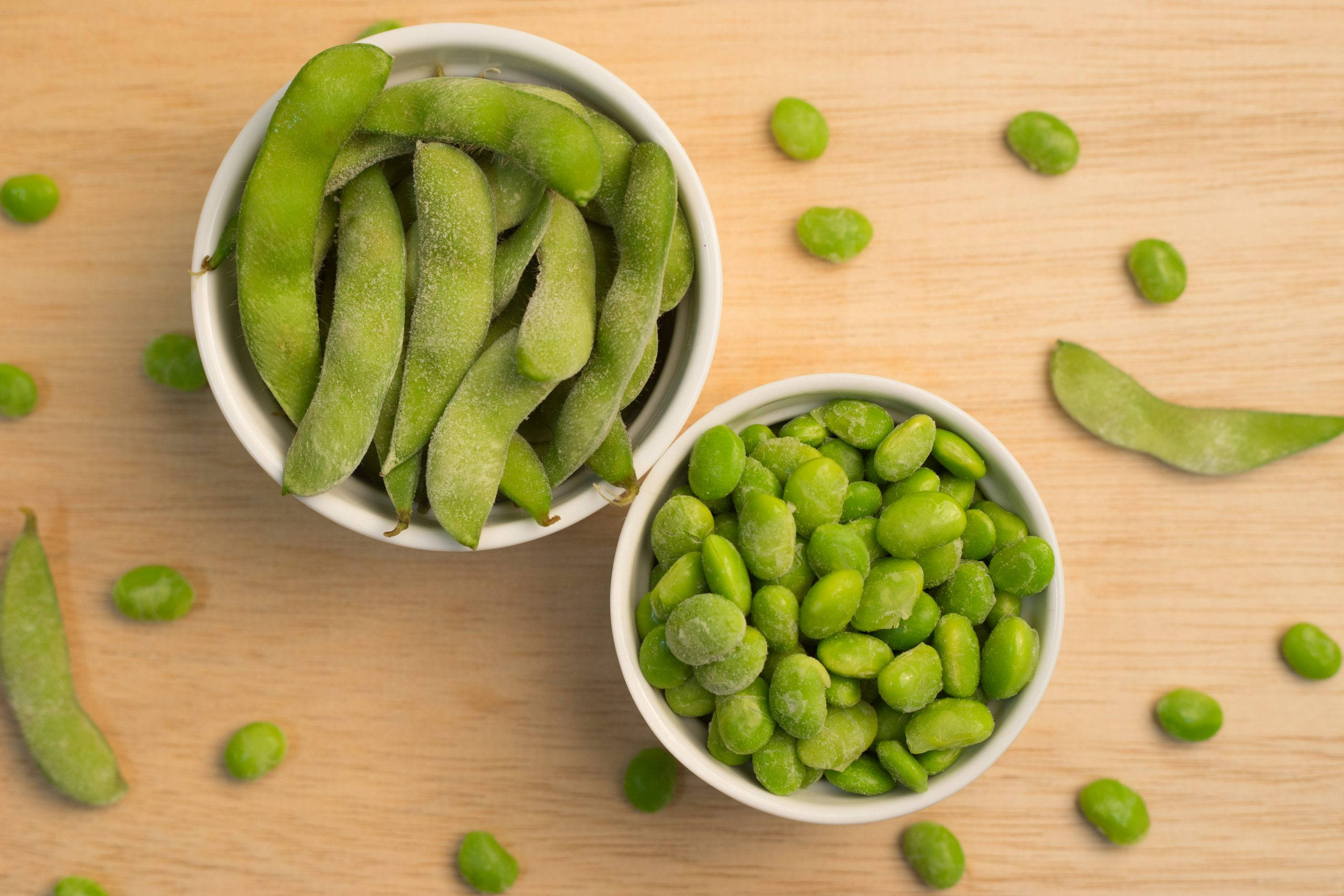 edamame beans, shelled edamame beans, unshelled edamame beans, 2K Desktop Wallpaper