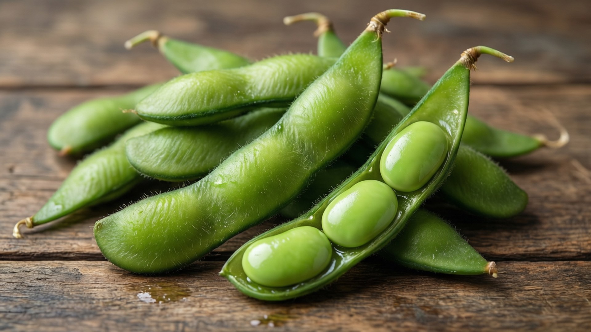 fresh edamame pods, green soybeans, pods, Full HD Desktop Wallpaper