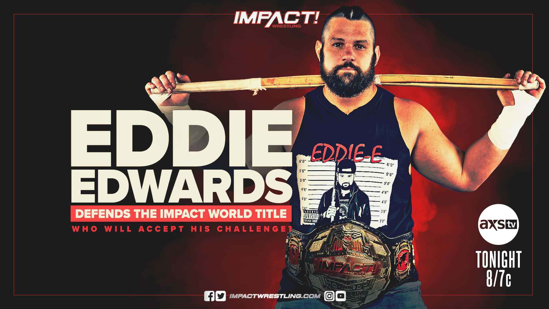 Eddie Edwards, championship belt, wooden bat, Full HD Desktop Wallpaper