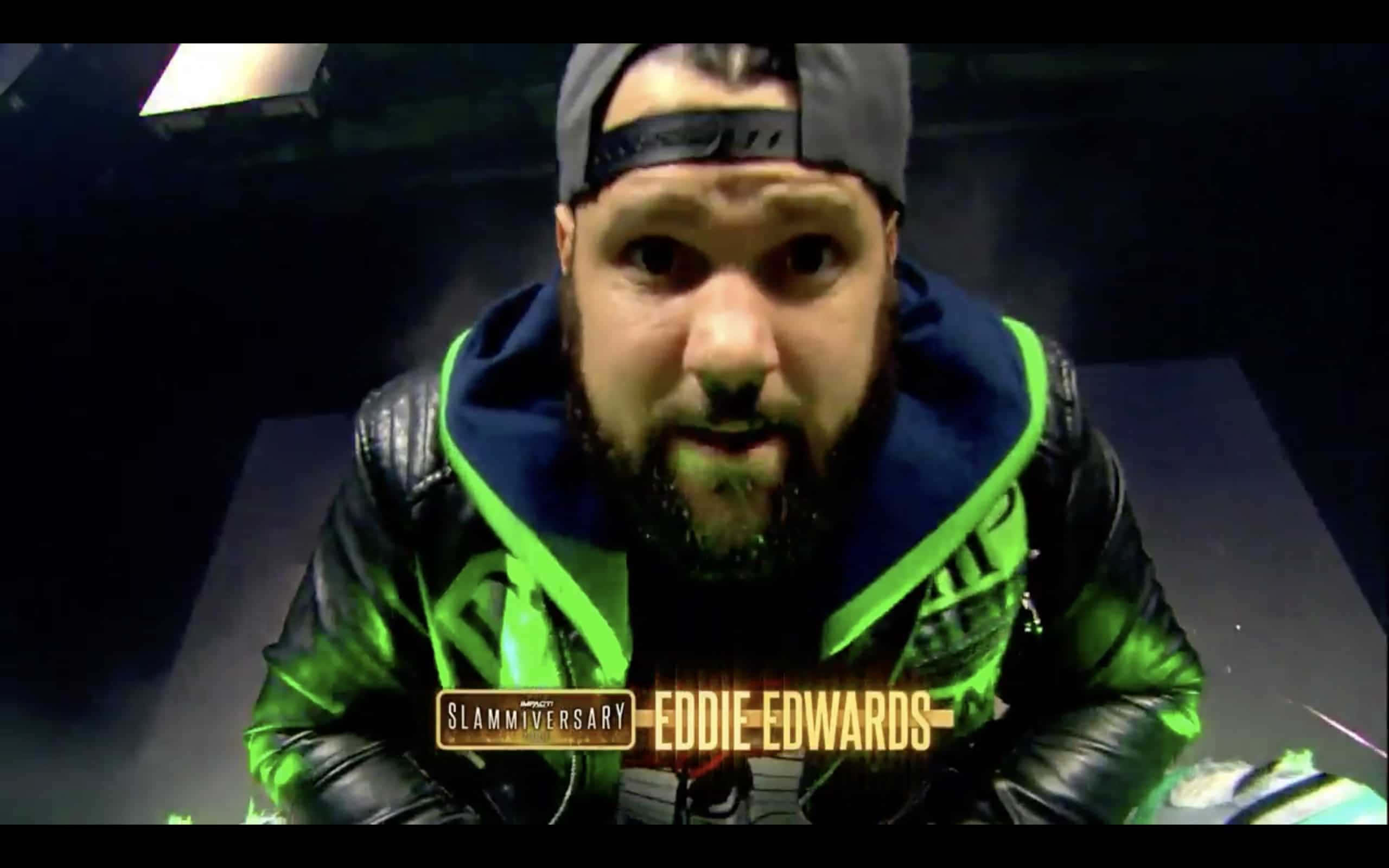 Eddie Edwards, black leather jacket, neon green accents, 2K Desktop Wallpaper
