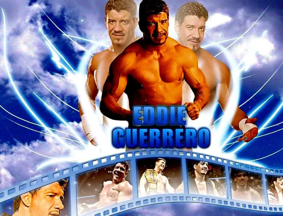 Eddie Guerrero, glowing blue energy beams, cloudy sky, SD Desktop Wallpaper