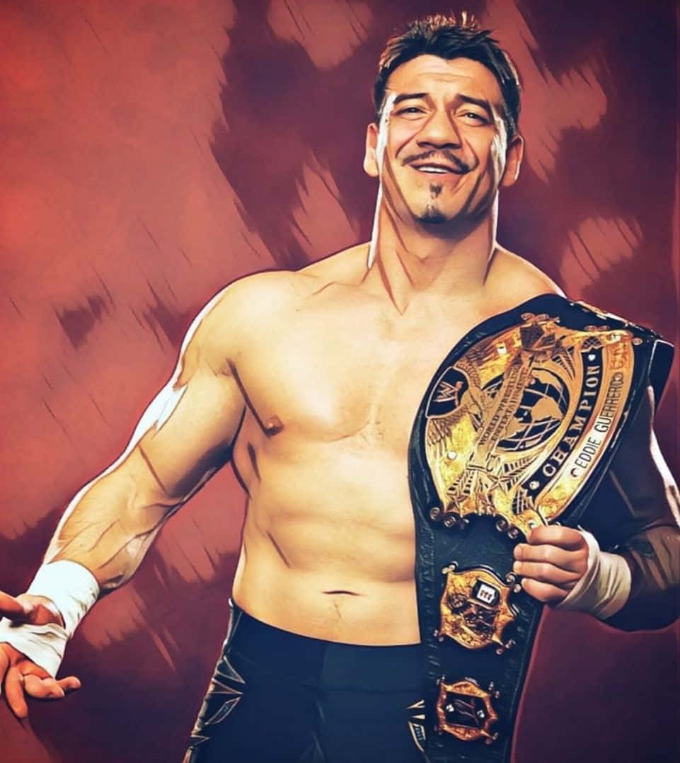 Eddie Guerrero, championship belt, fiery red textured backdrop, SD Phone Wallpaper