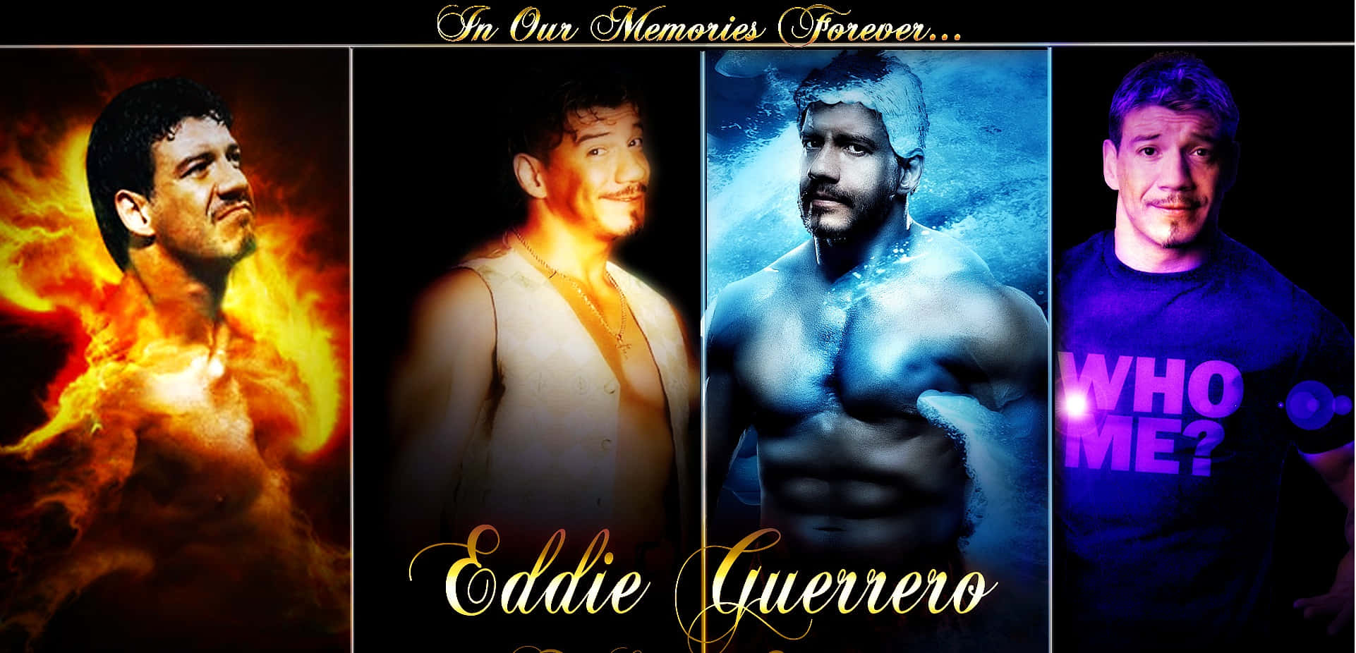 Eddie Guerrero, fiery blue underwater, neon-lit scenes, Full HD Desktop Wallpaper