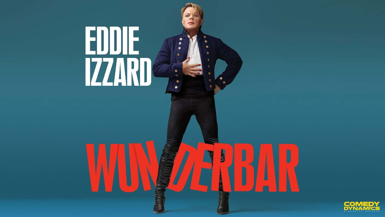 Eddie Izzard, navy jacket, teal backdrop, HD Desktop Wallpaper