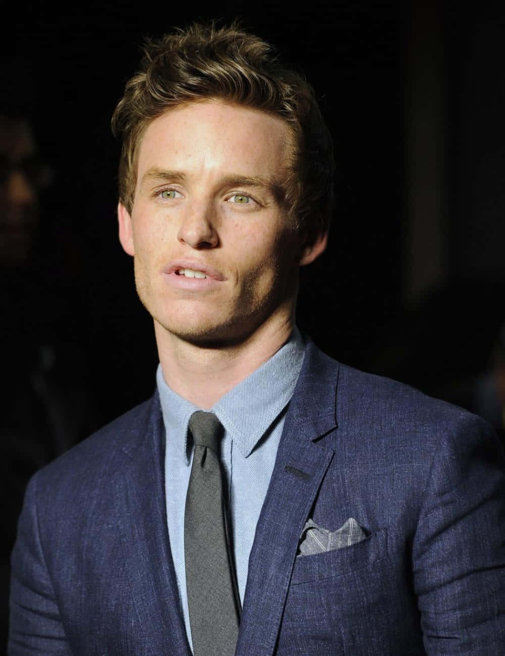 Eddie Redmayne, blue suit, grey tie, HD Phone Wallpaper